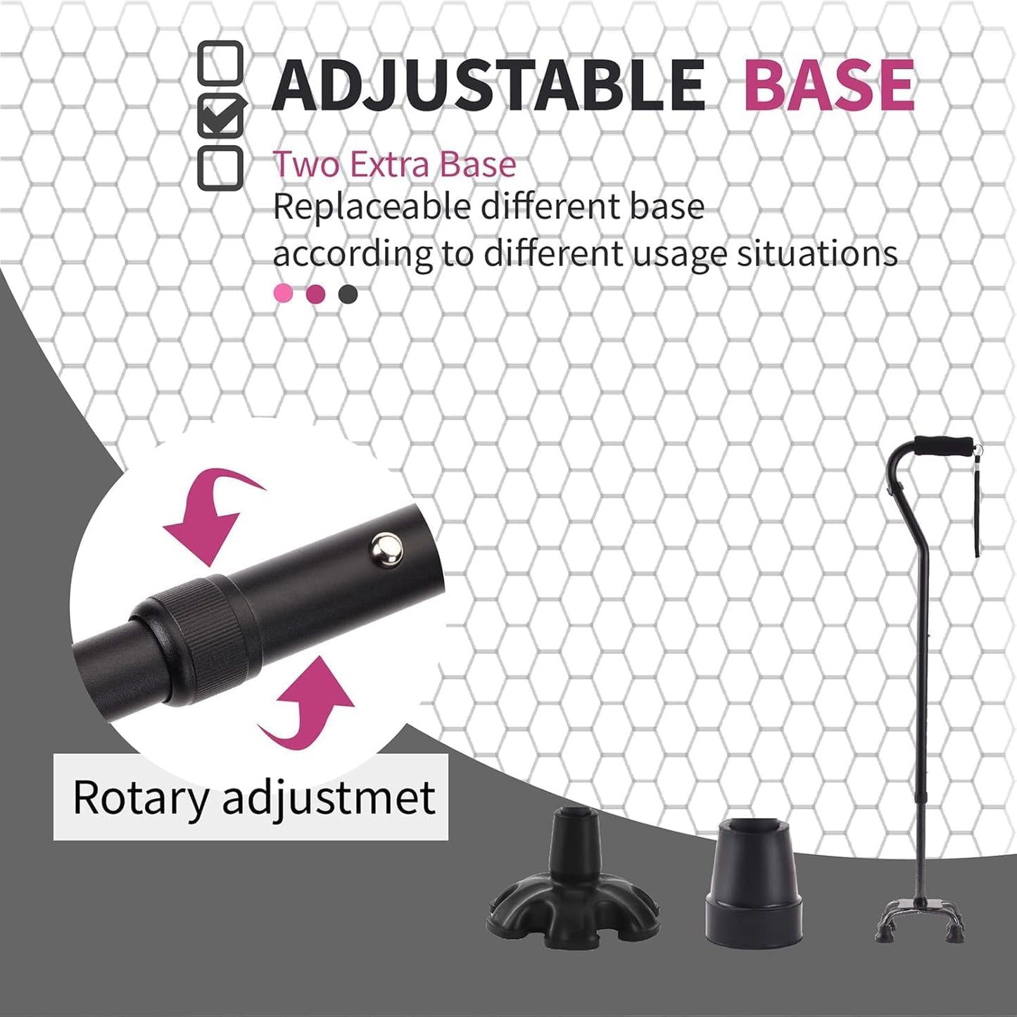 Adjustable Foldable Black Walking Cane for Elderly Seniors Adults NEW