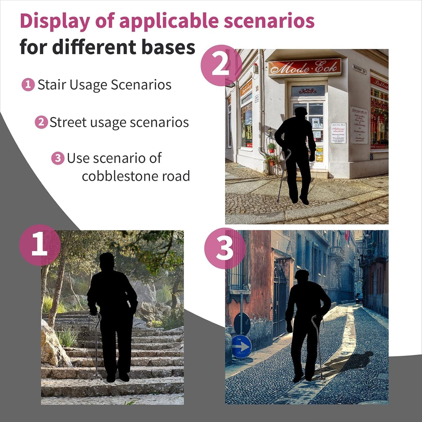 Adjustable Foldable Black Walking Cane for Elderly Seniors Adults NEW