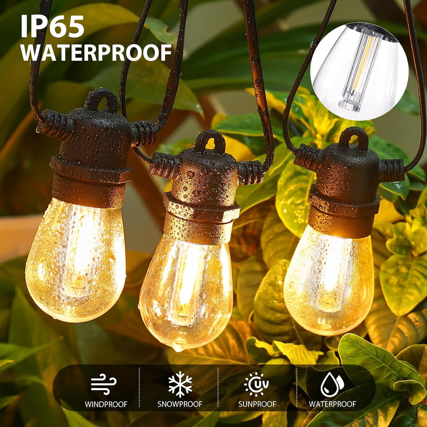 Roshin 30M Indoor-Outdoor Waterproof Warm LED Festoon Lights for Indoor & DEMO
