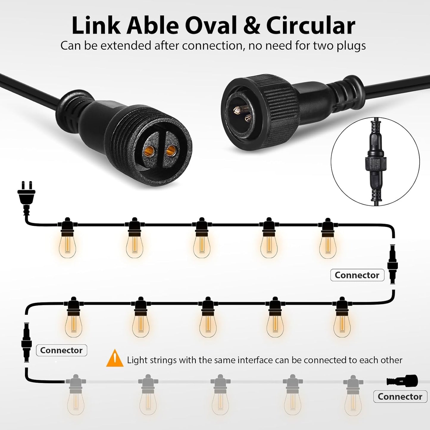 Roshin 30M Indoor-Outdoor Waterproof Warm LED Festoon Lights for Indoor & DEMO