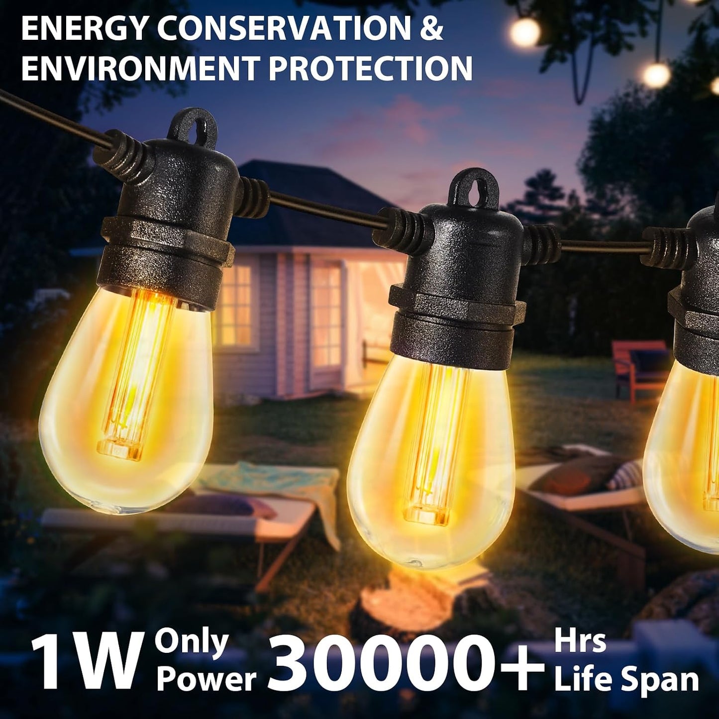 Roshin 30M Indoor-Outdoor Waterproof Warm LED Festoon Lights for Indoor & DEMO
