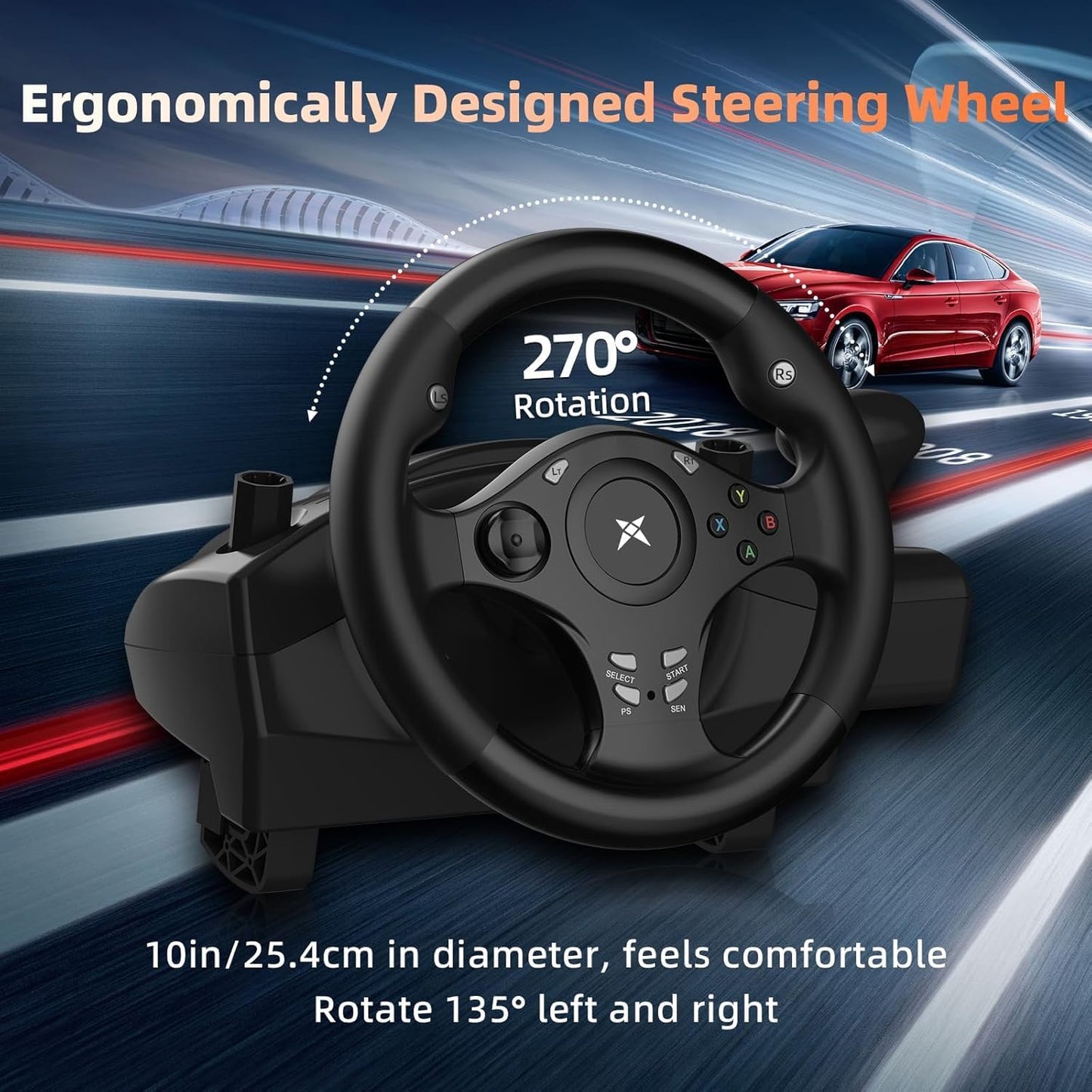 Gaming Controllers Racing Wheel Controller for Simulation Driving Games DEMO