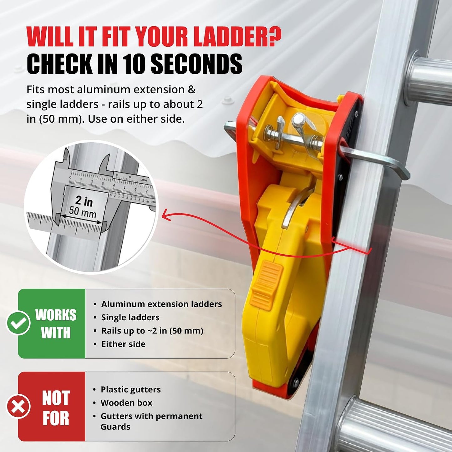 Lock Jaw Building Supplies Ladder Grip Pair Stabilizer for Gutters in DEMO