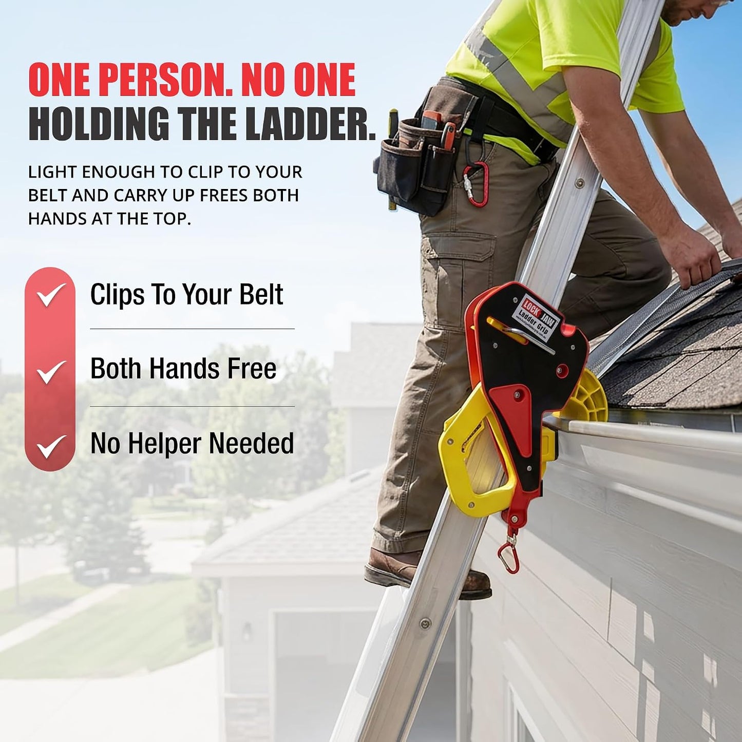 Lock Jaw Building Supplies Ladder Grip Pair Stabilizer for Gutters in DEMO