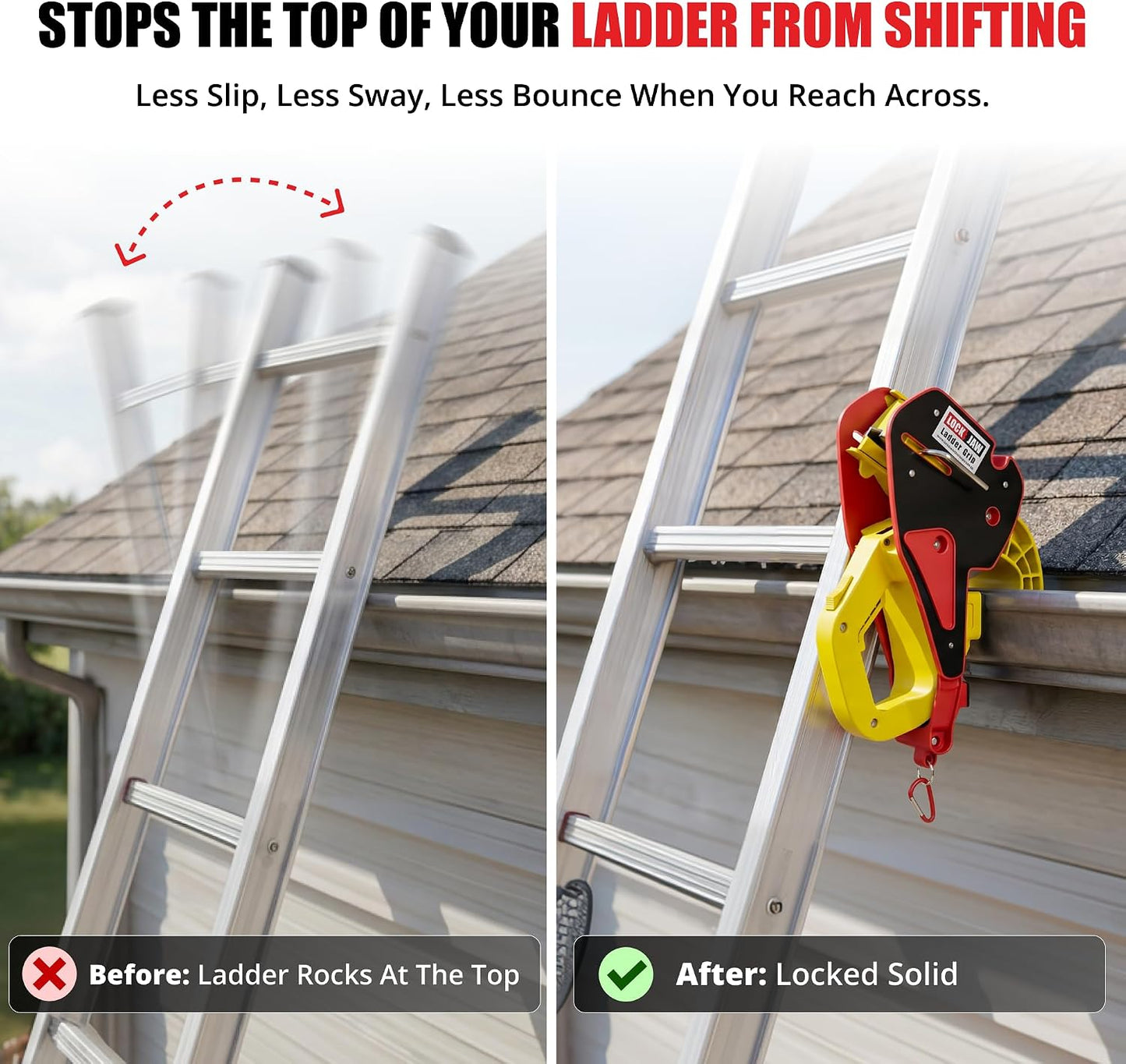 Lock Jaw Building Supplies Ladder Grip Pair Stabilizer for Gutters in DEMO