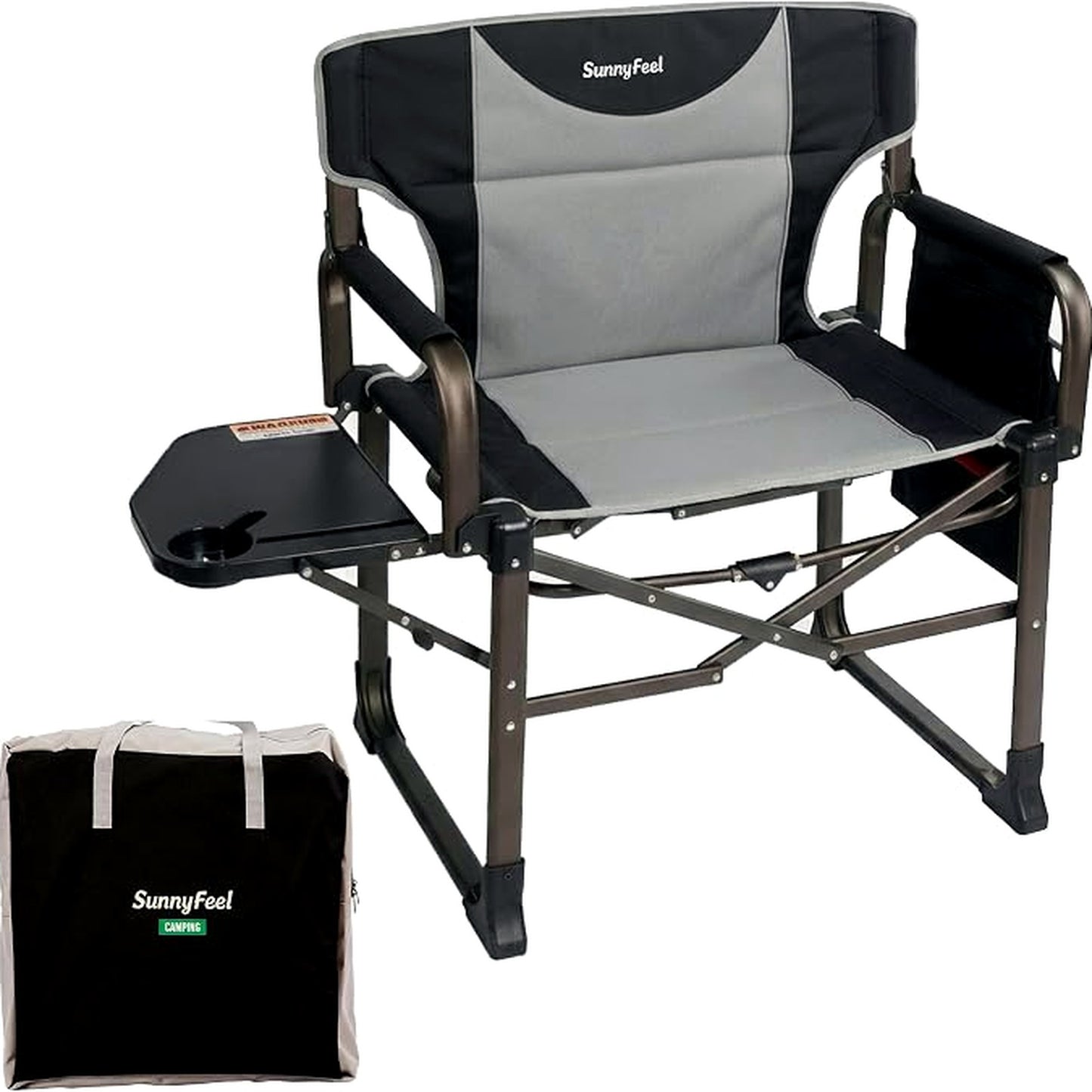 SUNNYFEEL Oversized Chairs Folding Camping Chair Heavy Duty Black & Grey DEMO