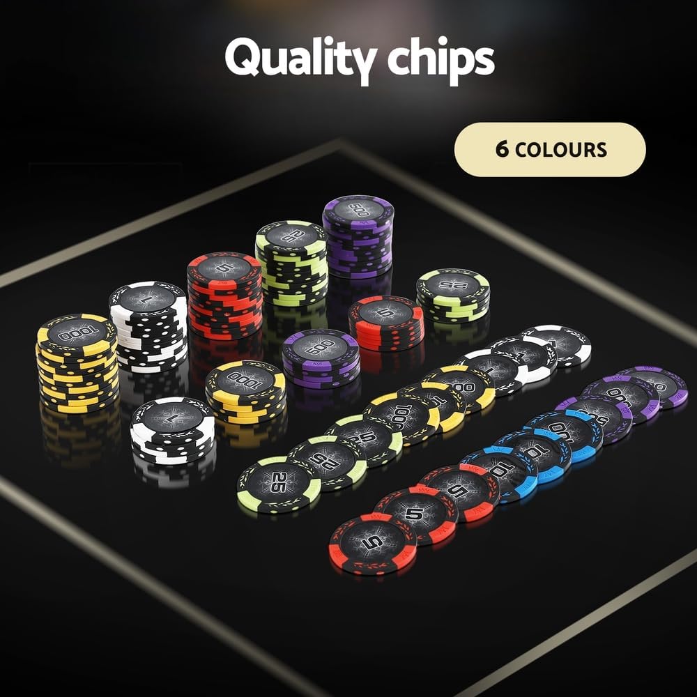 500 Piece Heavyweight Poker Chip Set Texas Holdem Casino Game Dice Case DEMO