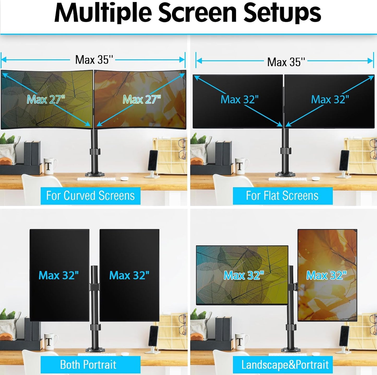 MOUNTUP Dual Monitor Desk Mount Fully Adjustable Holds up to 32 Inch 17.6lbs NEW
