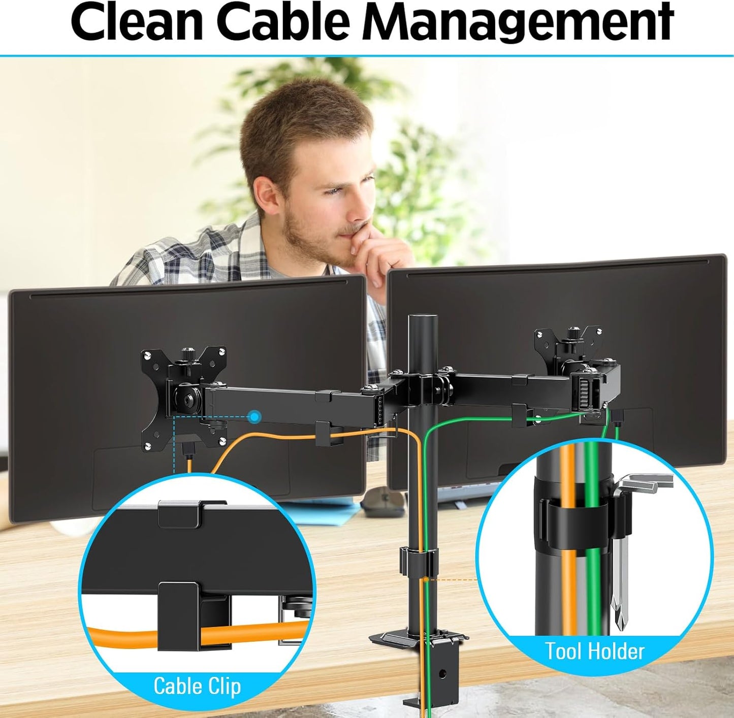 MOUNTUP Dual Monitor Desk Mount Fully Adjustable Holds up to 32 Inch 17.6lbs NEW