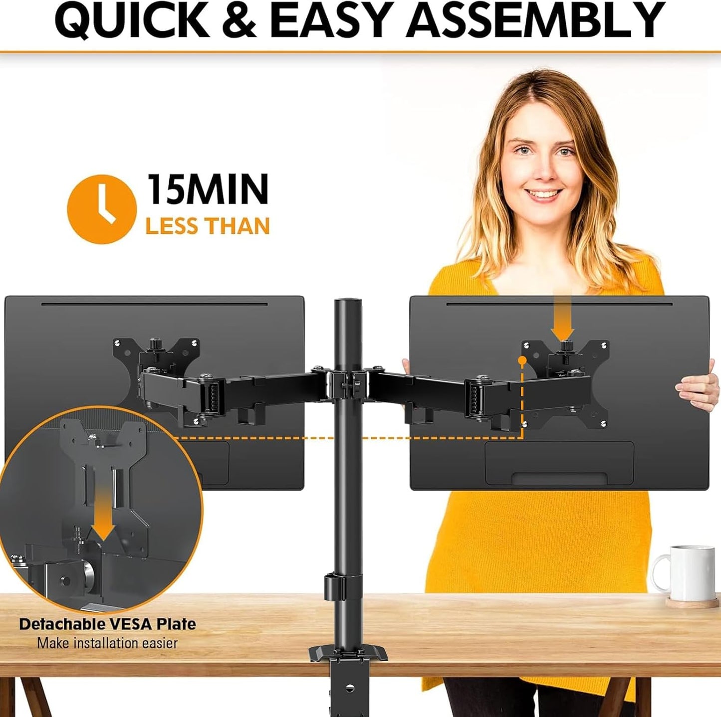 MOUNTUP Dual Monitor Desk Mount Fully Adjustable Holds up to 32 Inch 17.6lbs NEW