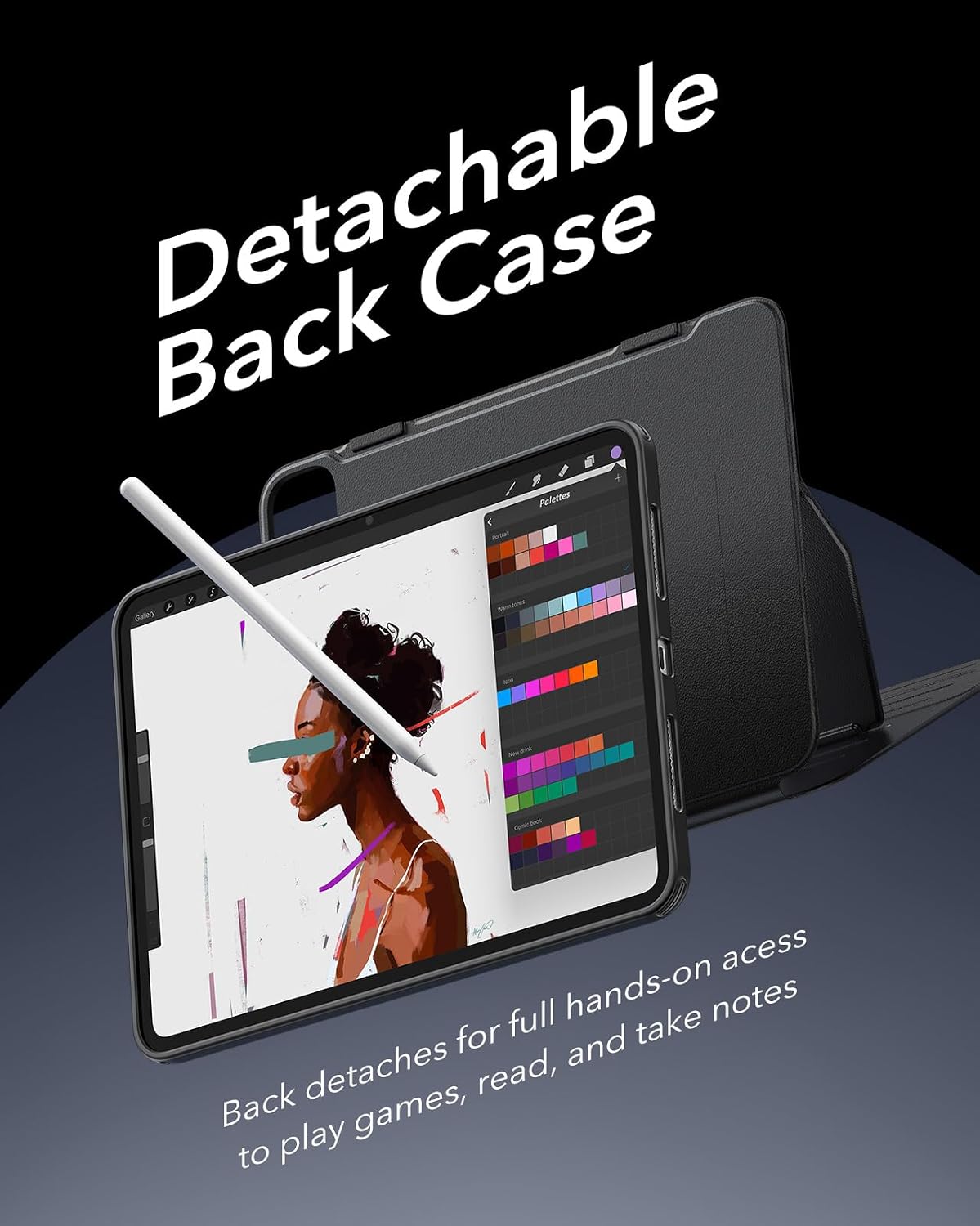 ESR Rotating Tablet Case for iPad Pro 11" with Removable Stand, Black Size NEW