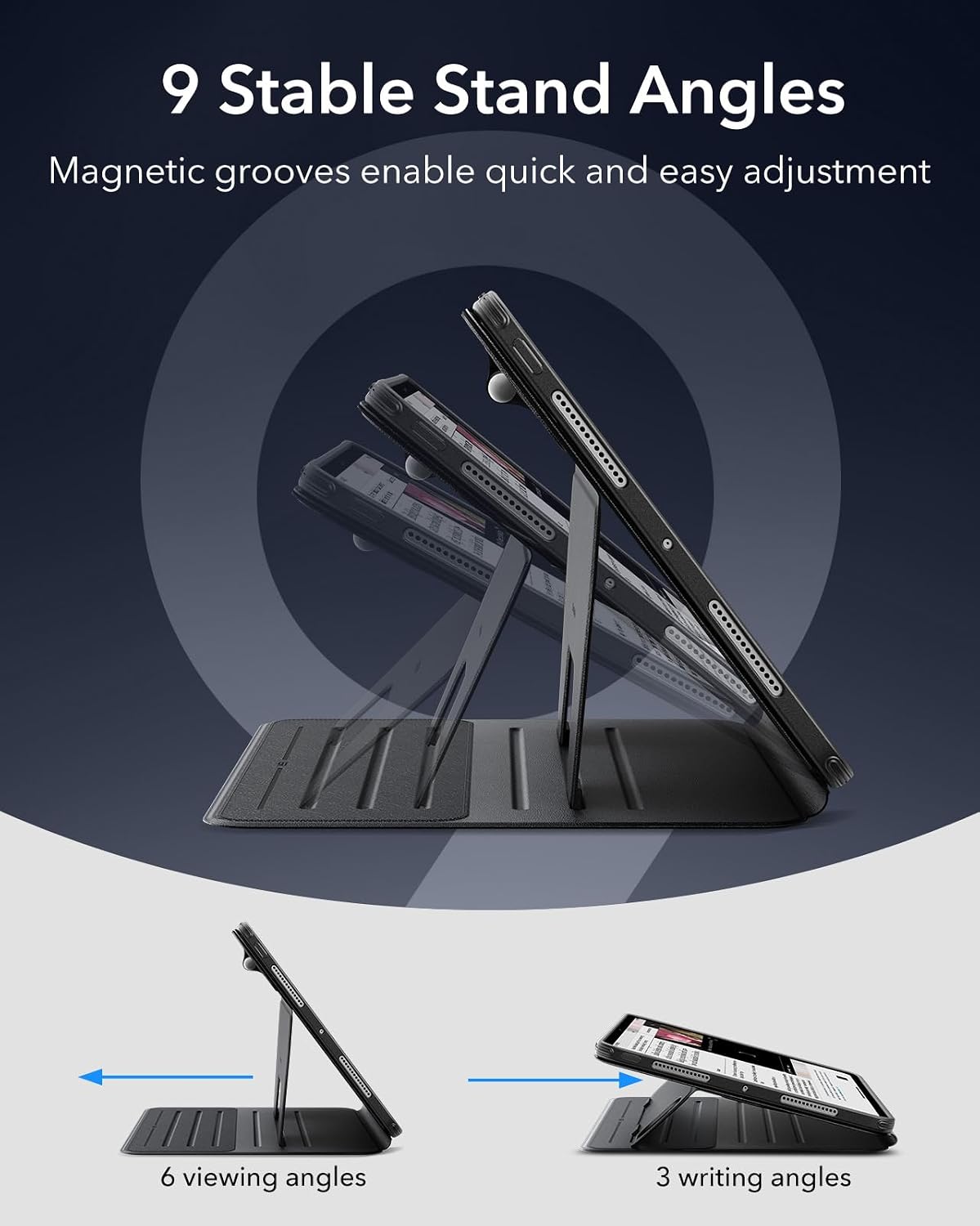 ESR Rotating Tablet Case for iPad Pro 11" with Removable Stand, Black Size NEW