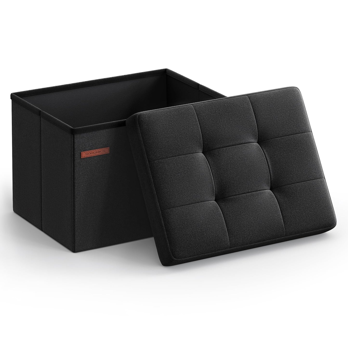 SONGMICS Folding Ottomans Storage Ottoman Foot Rest Stool, 12.2" x 16.1", NEW