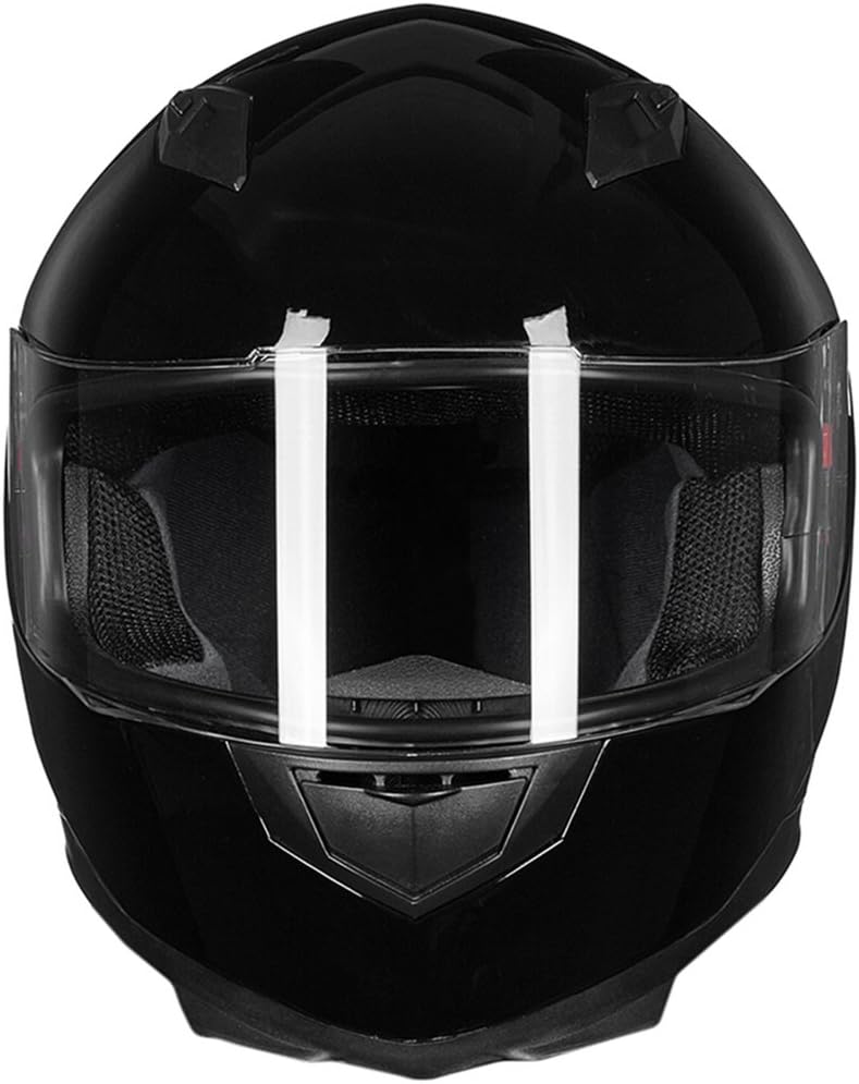 ILM Motorcycle Full Face Helmet Tinted Lens Detachable Neck Gloss Black NEW