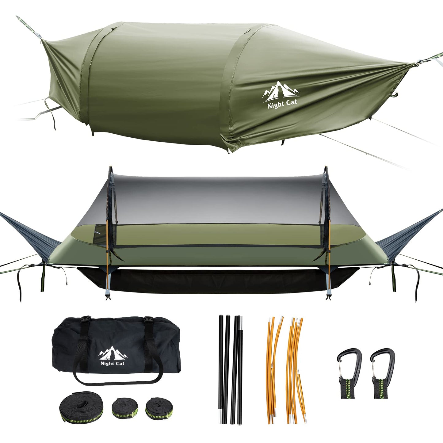 Night Cat Hammocks Hammock Tent with Mosquito Net Waterproof Rainfly Dark NEW