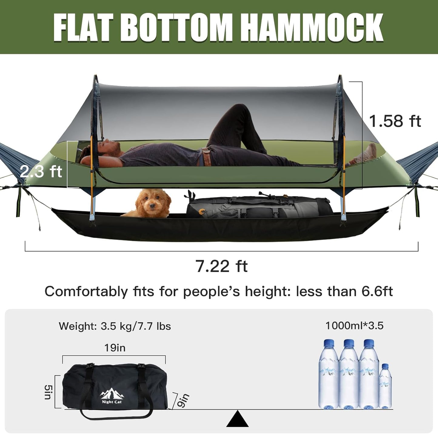 Night Cat Hammocks Hammock Tent with Mosquito Net Waterproof Rainfly Dark NEW