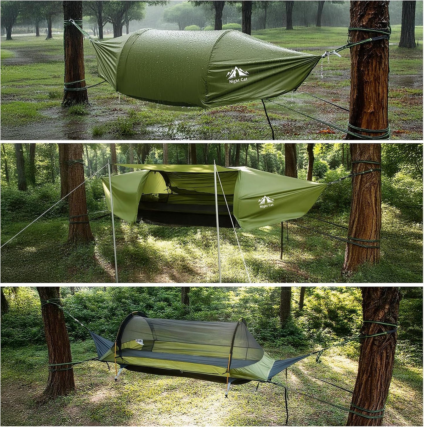 Night Cat Hammocks Hammock Tent with Mosquito Net Waterproof Rainfly Dark NEW