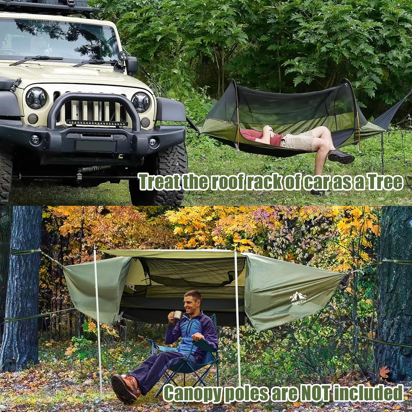 Night Cat Hammocks Hammock Tent with Mosquito Net Waterproof Rainfly Dark NEW