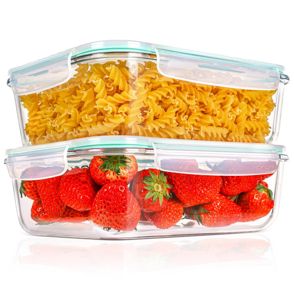 Feshory 2-Pack Container Sets Large Airtight Glass Food Storage Containers NEW