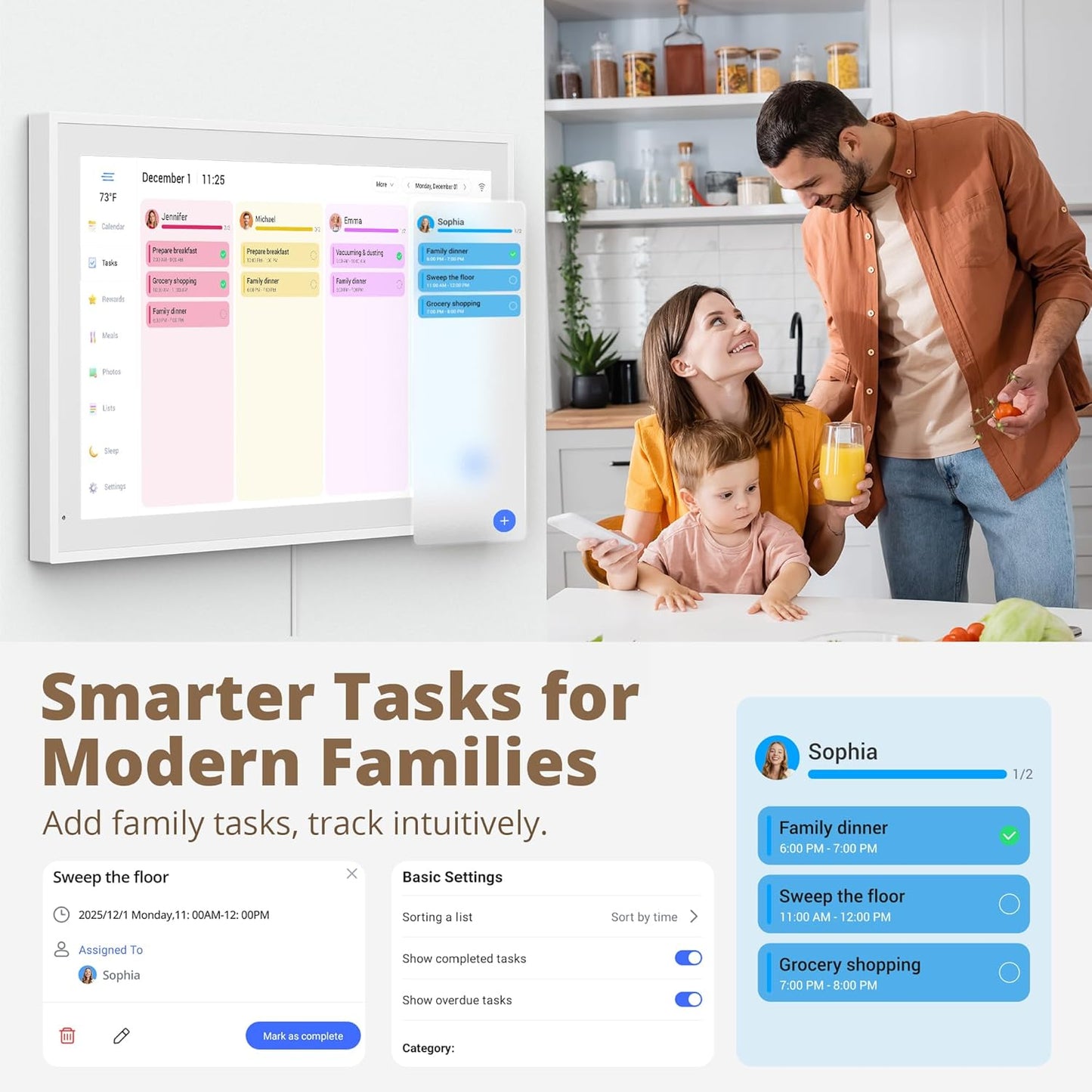 Dragon Touch 21.5" Full HD Interactive Wall Calendar 2026 - White, Planner DEMO