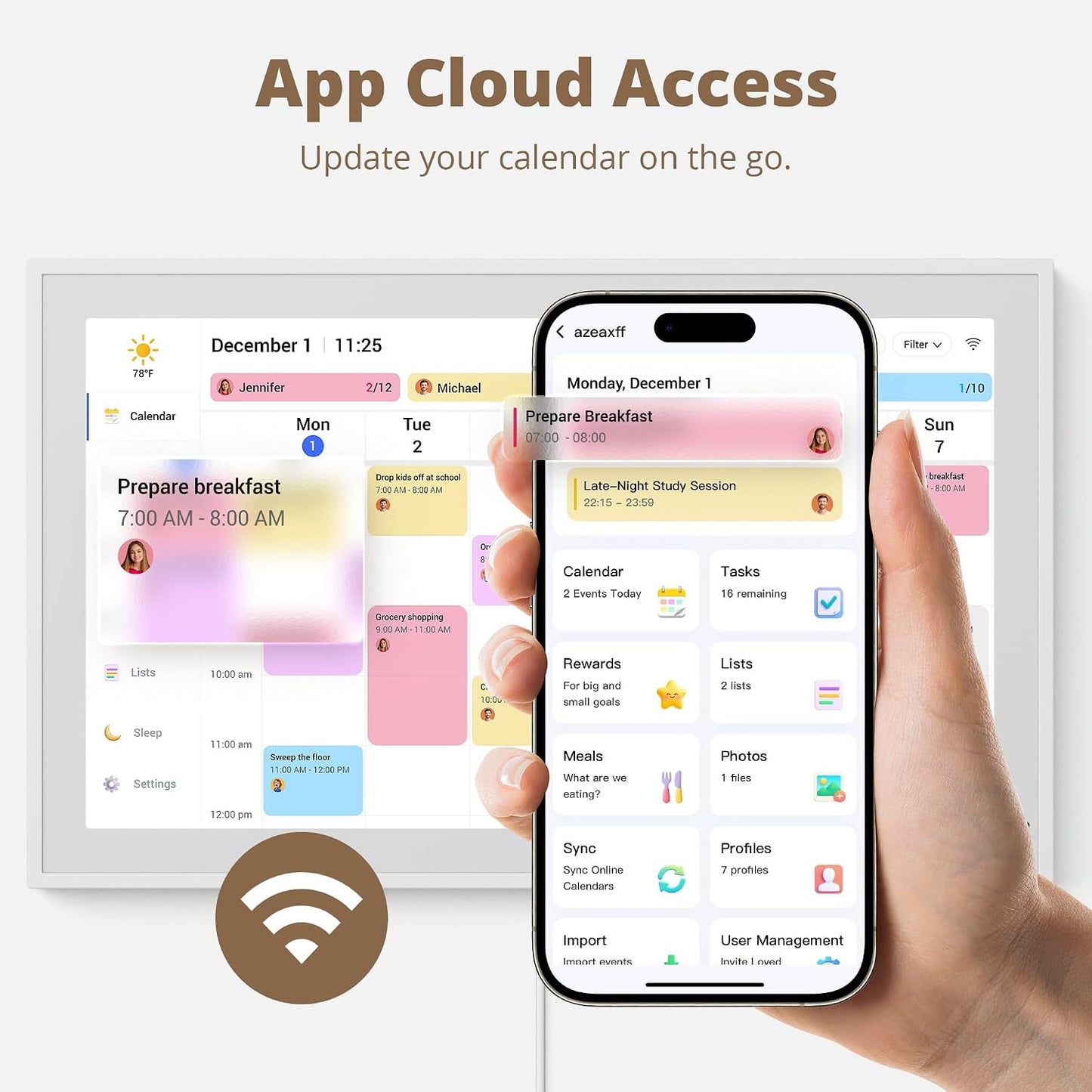 Dragon Touch 21.5" Full HD Interactive Wall Calendar 2026 - White, Planner DEMO