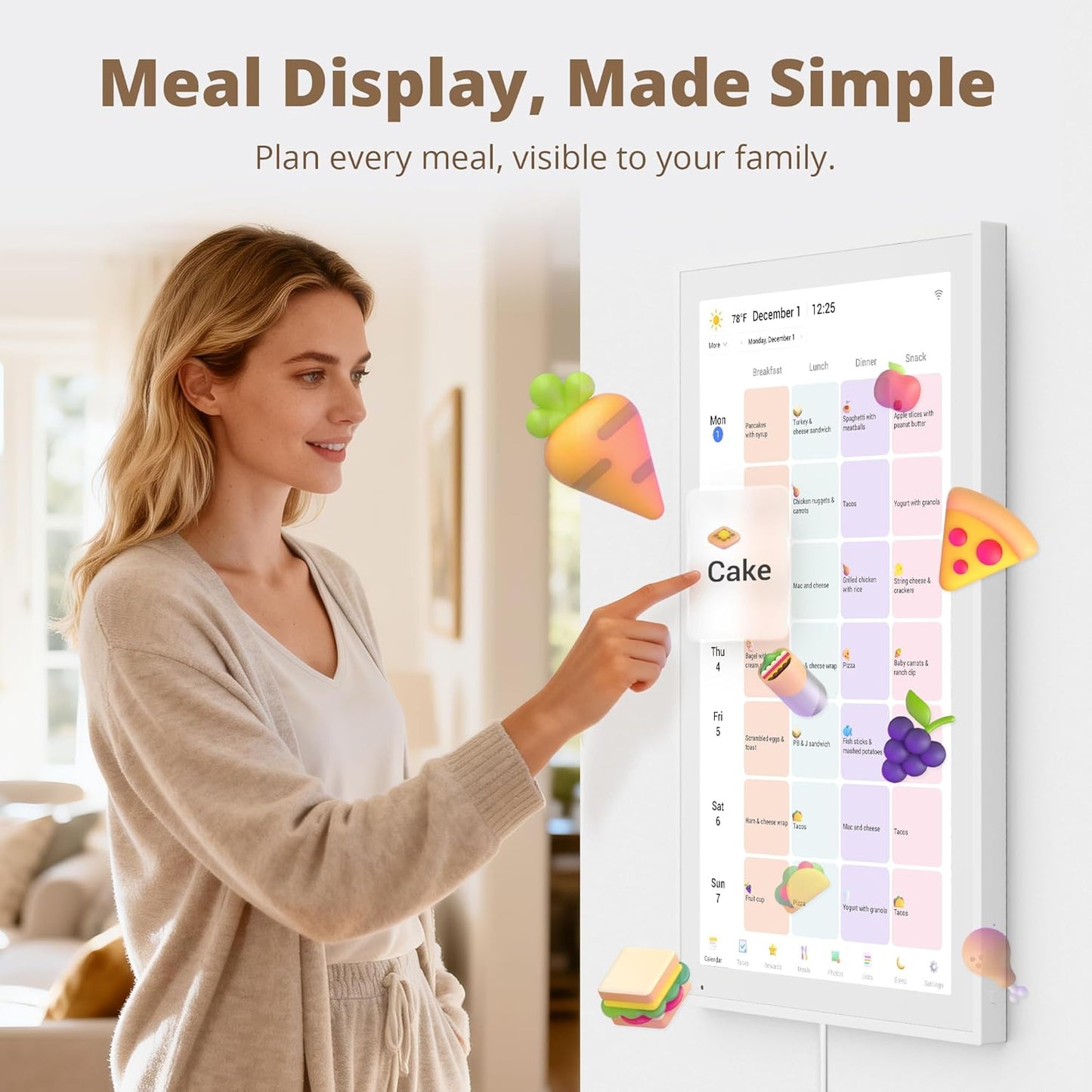 Dragon Touch 21.5" Full HD Interactive Wall Calendar 2026 - White, Planner DEMO