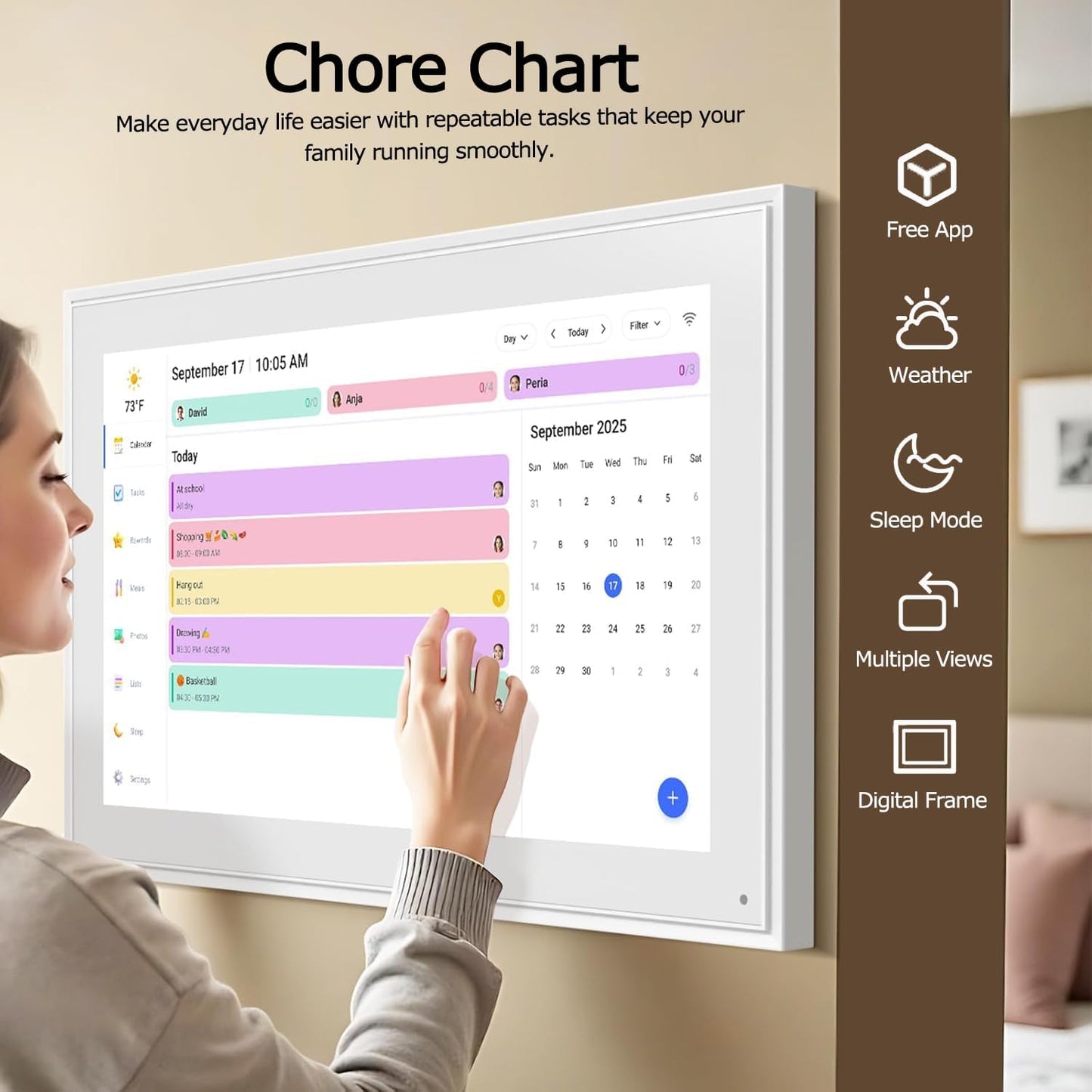FotoCube 15.6 Inch Digital Wall Calendar Smart Planner Chore Chart White NEW