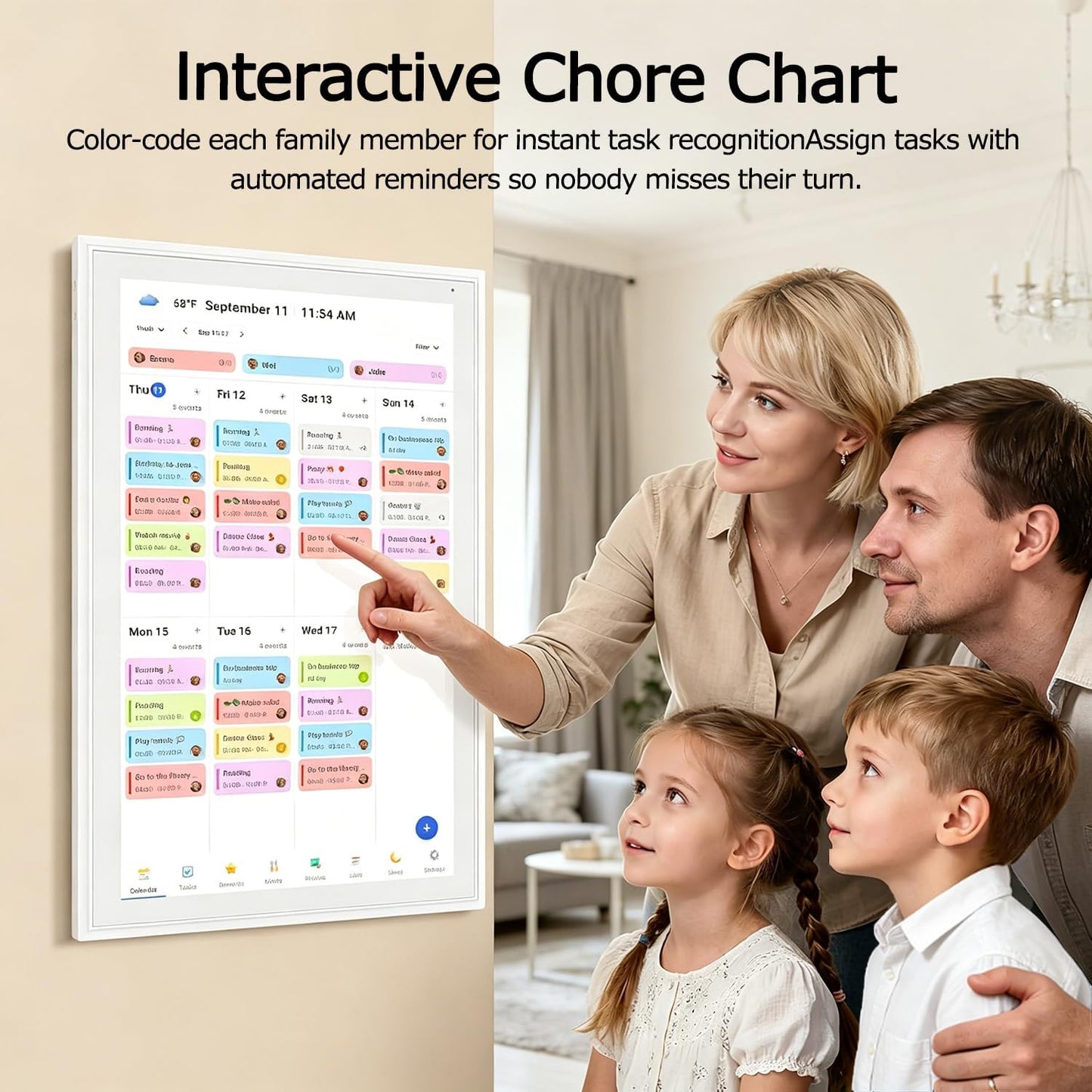 FotoCube 15.6 Inch Digital Wall Calendar Smart Planner Chore Chart White NEW