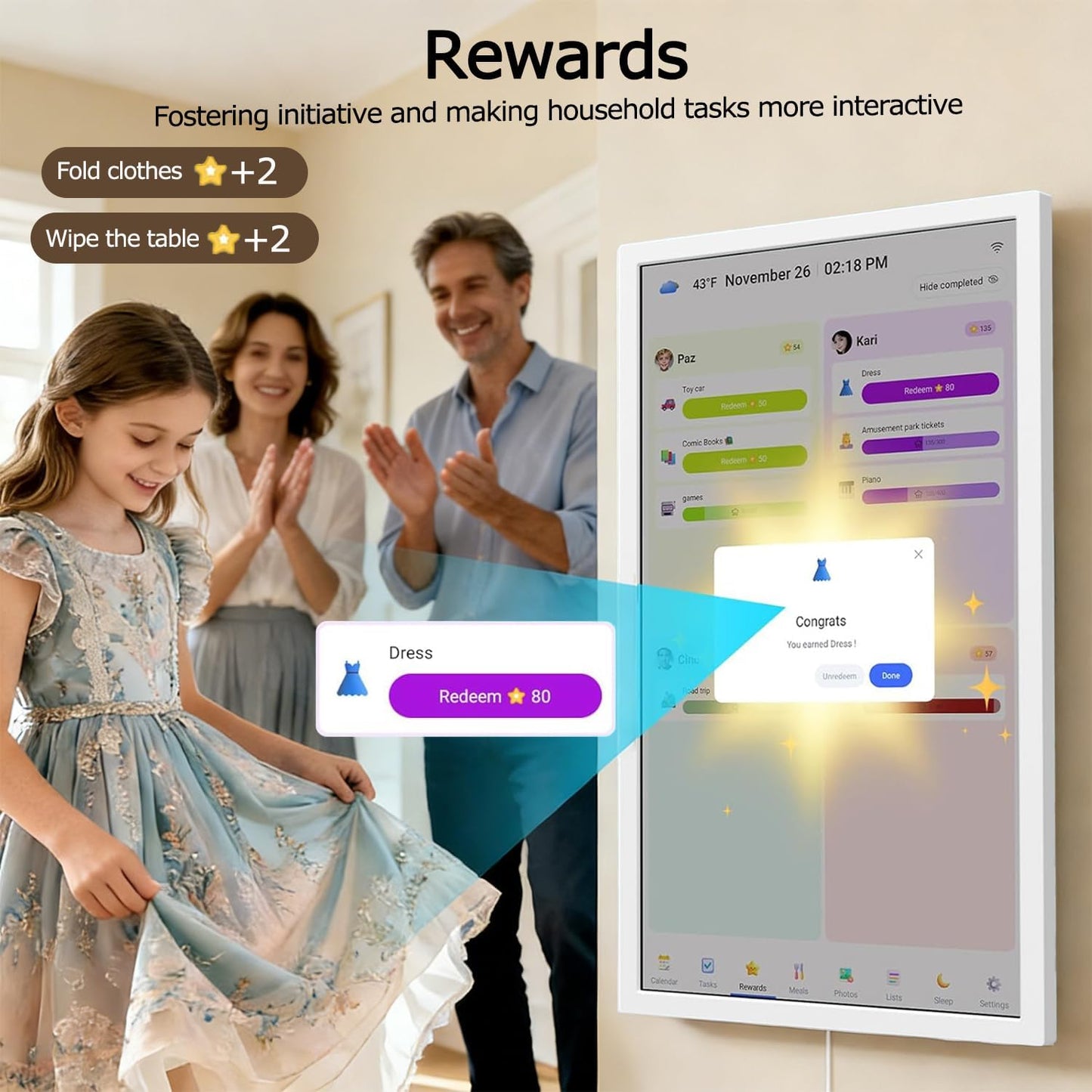 FotoCube 15.6 Inch Digital Wall Calendar Smart Planner Chore Chart White NEW