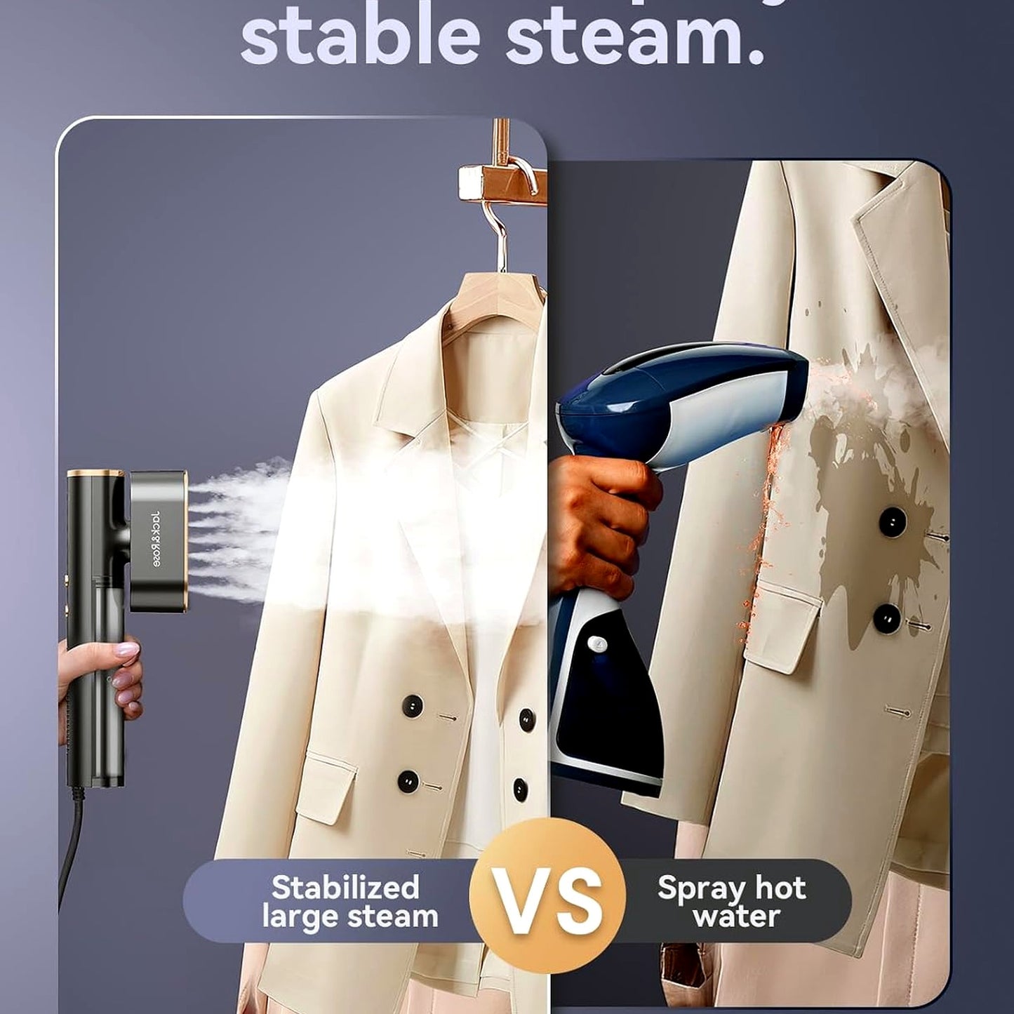 Jack & Irons Rose 2-in-1 Portable Garment Steamer and Iron in Grey Brown DEMO