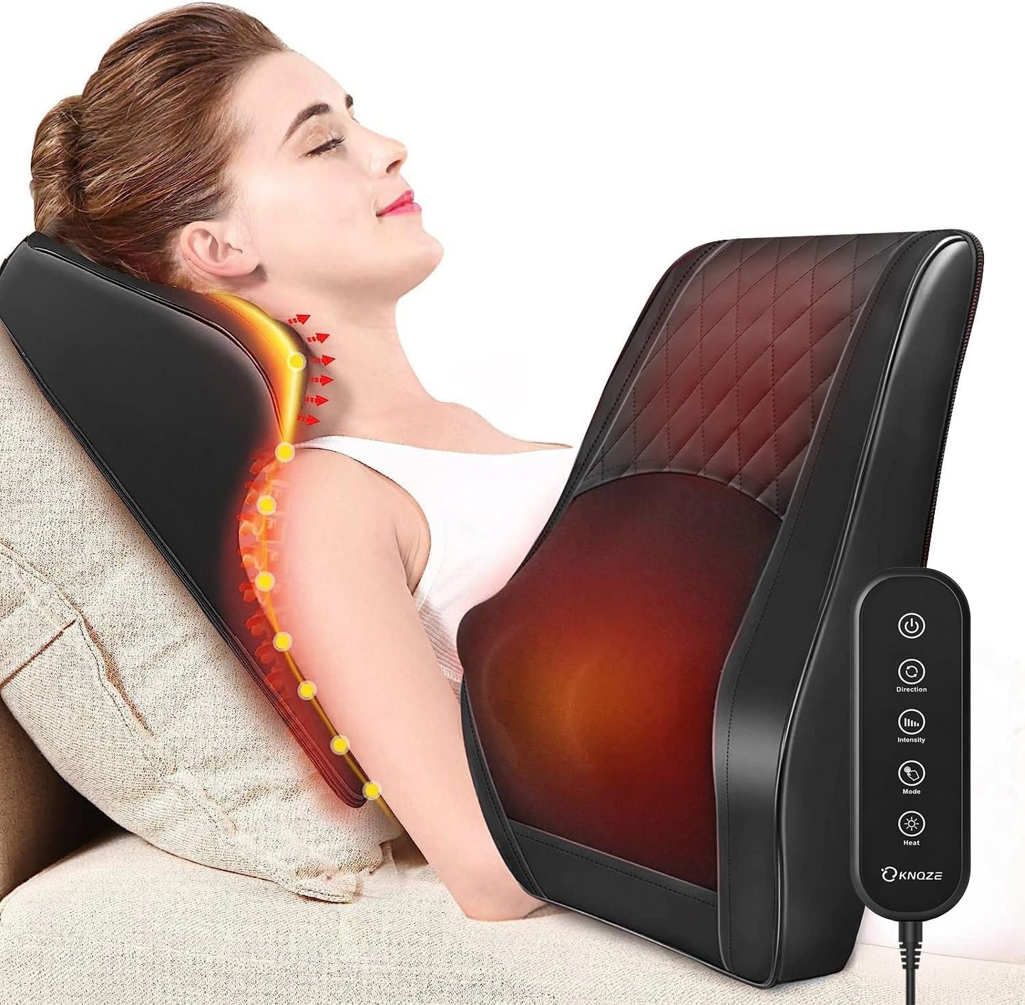 KNQZE Shiatsu Neck Massager with Heat, 3D Kneading, Remote Control for DEMO