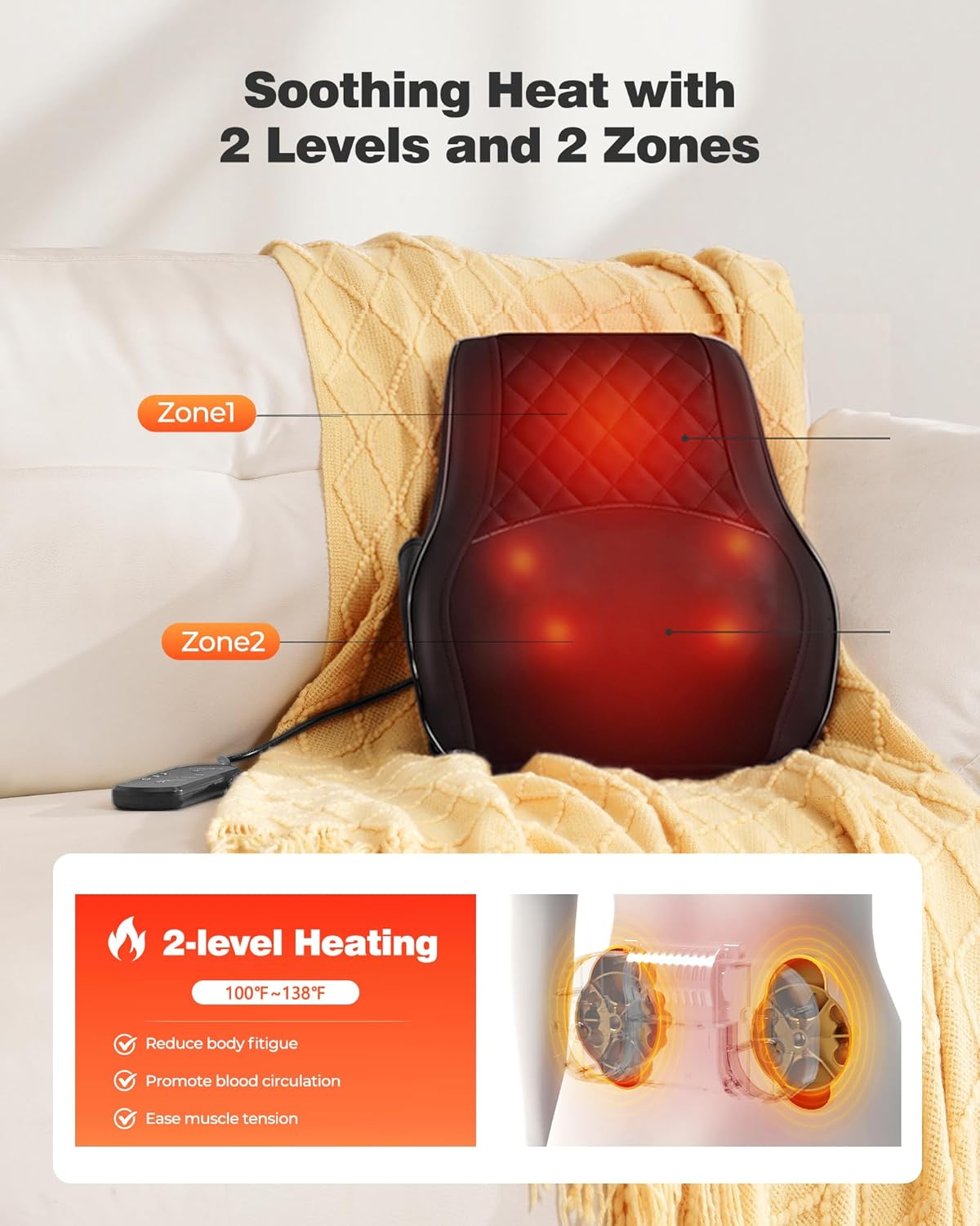KNQZE Shiatsu Neck Massager with Heat, 3D Kneading, Remote Control for DEMO