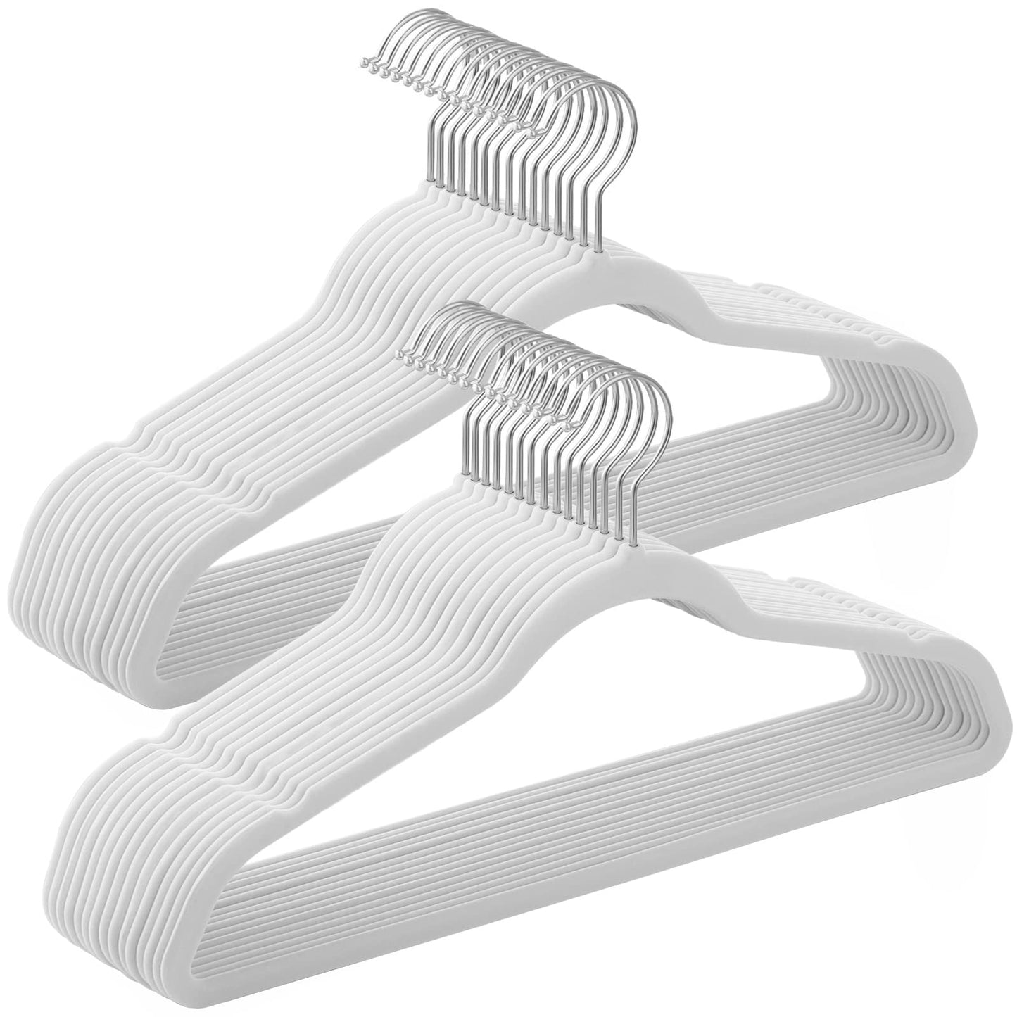 SONGMICS 30 Piece Velvet Coat Hangers Space-Saving High Capacity White Size NEW
