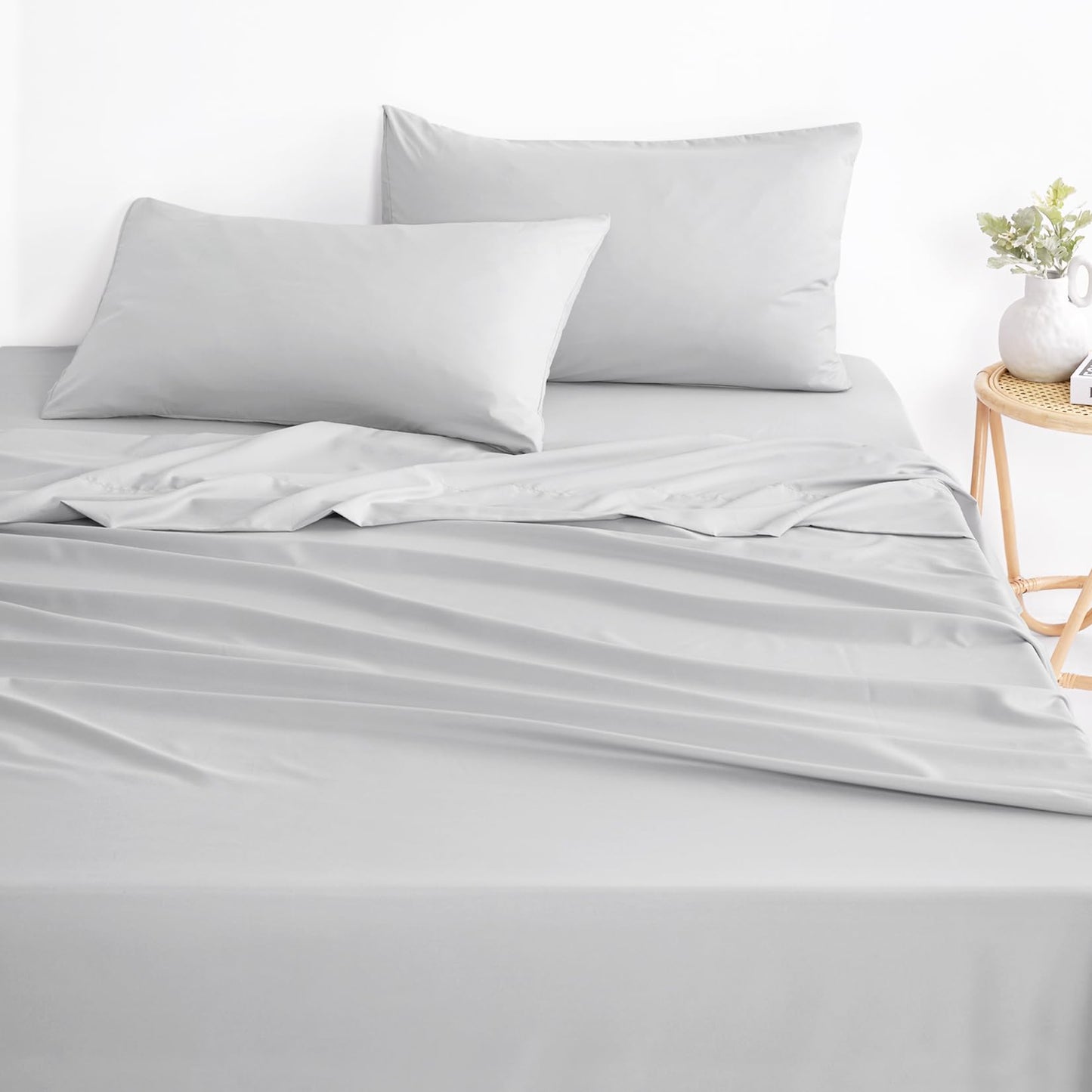 Wake In Cloud Super King Bed Sheet Set 1000TC Ultra Soft Microfiber Light NEW