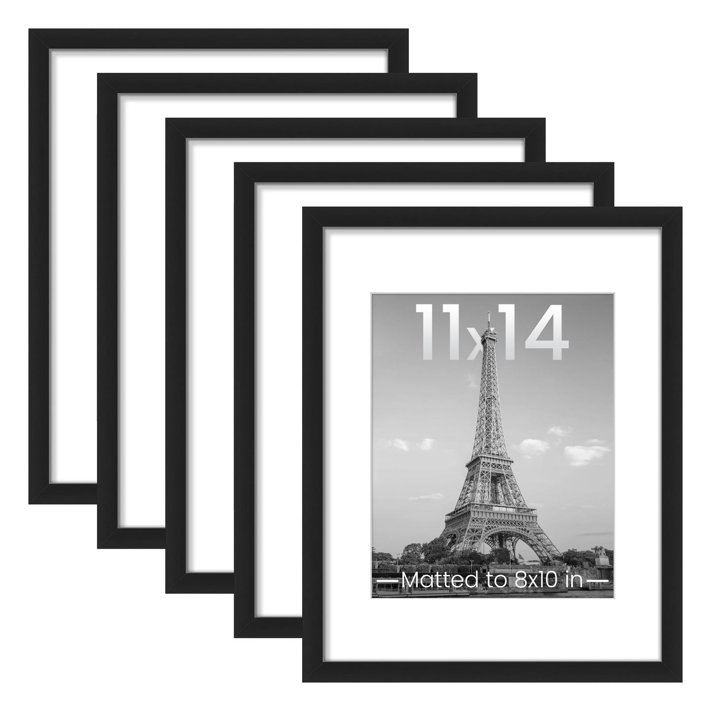 upsimples 11x14 Picture Frame Set of 5 Black Wall & Tabletop Frames Size NEW