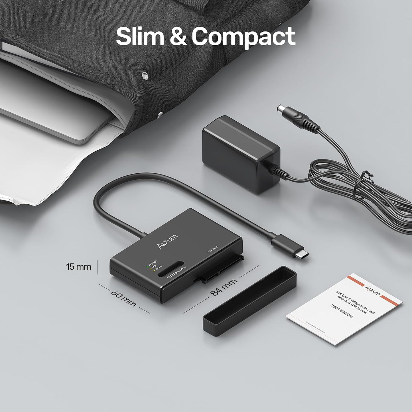 Alxum USB Enclosures 3.2 Gen 2 NVME M.2 to SATA SSD Enclosure Tool-Free DEMO