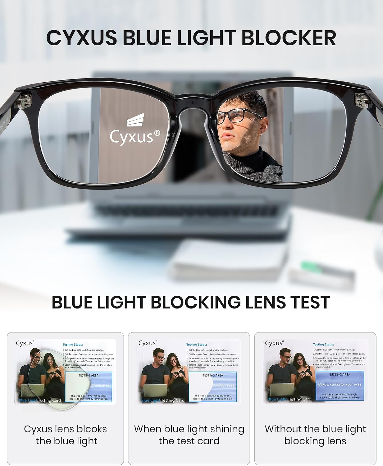 Cyxus Blue Light Blocking Glasses for Men & Women, UV Protection, DEMO