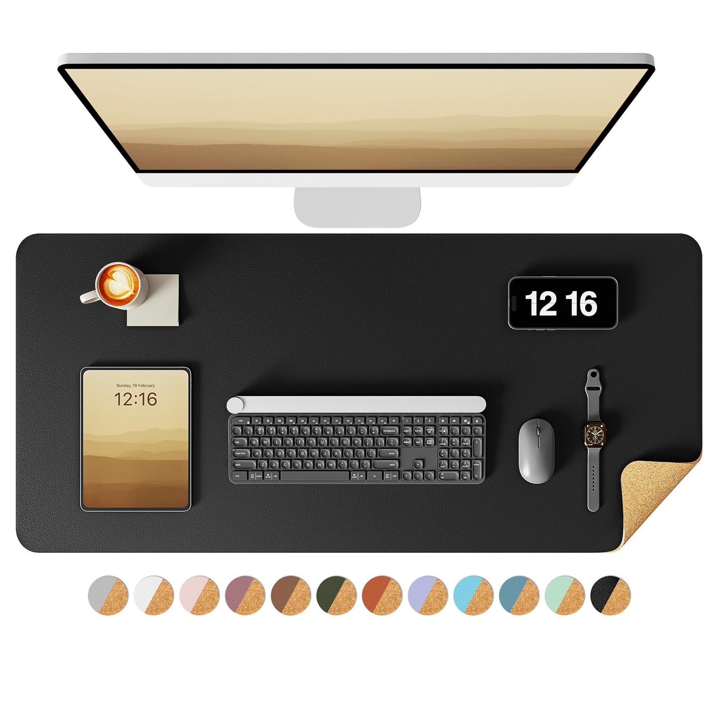 YSAGi Large Mouse Pads Cork and Black Desk Mat Mousepad, 80 x 40 cm, DEMO