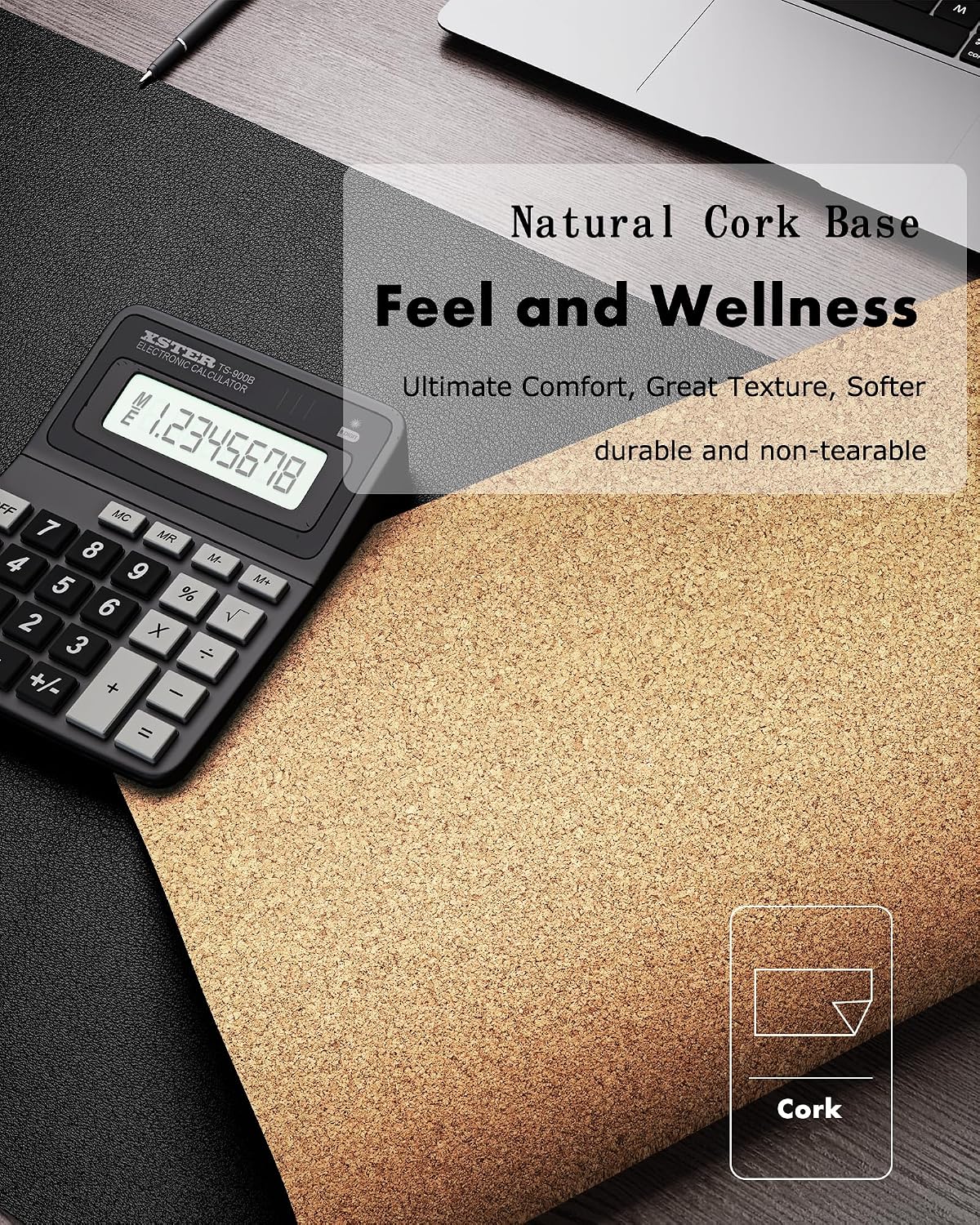 YSAGi Large Mouse Pads Cork and Black Desk Mat Mousepad, 80 x 40 cm, DEMO