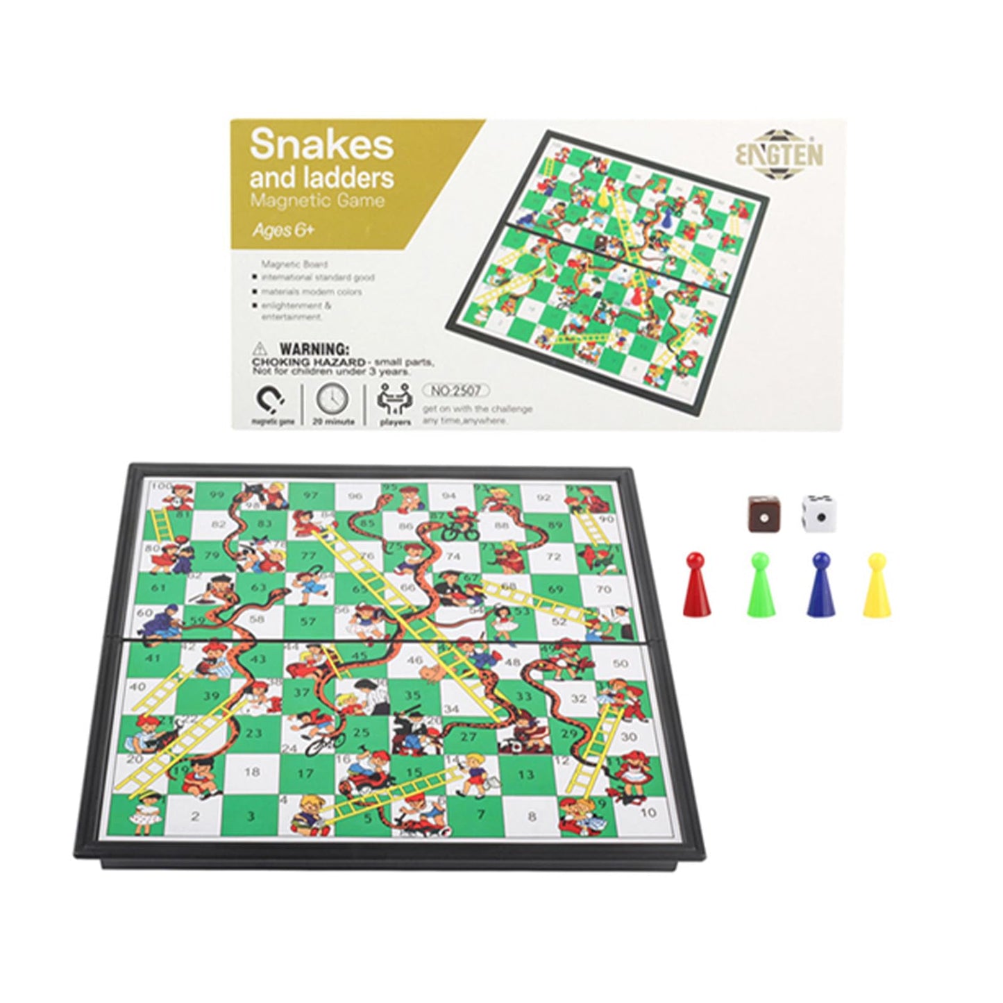 Foldable Multicoloured Small Snakes and Ladders Board Game for Kids Adults NEW
