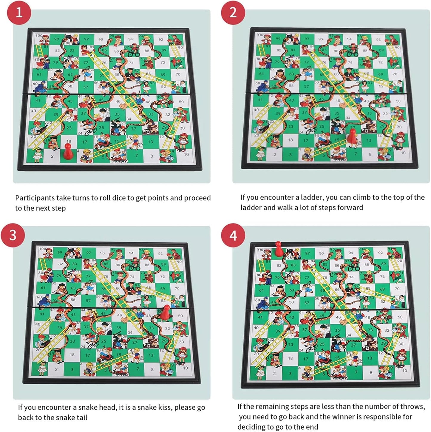 Foldable Multicoloured Small Snakes and Ladders Board Game for Kids Adults NEW