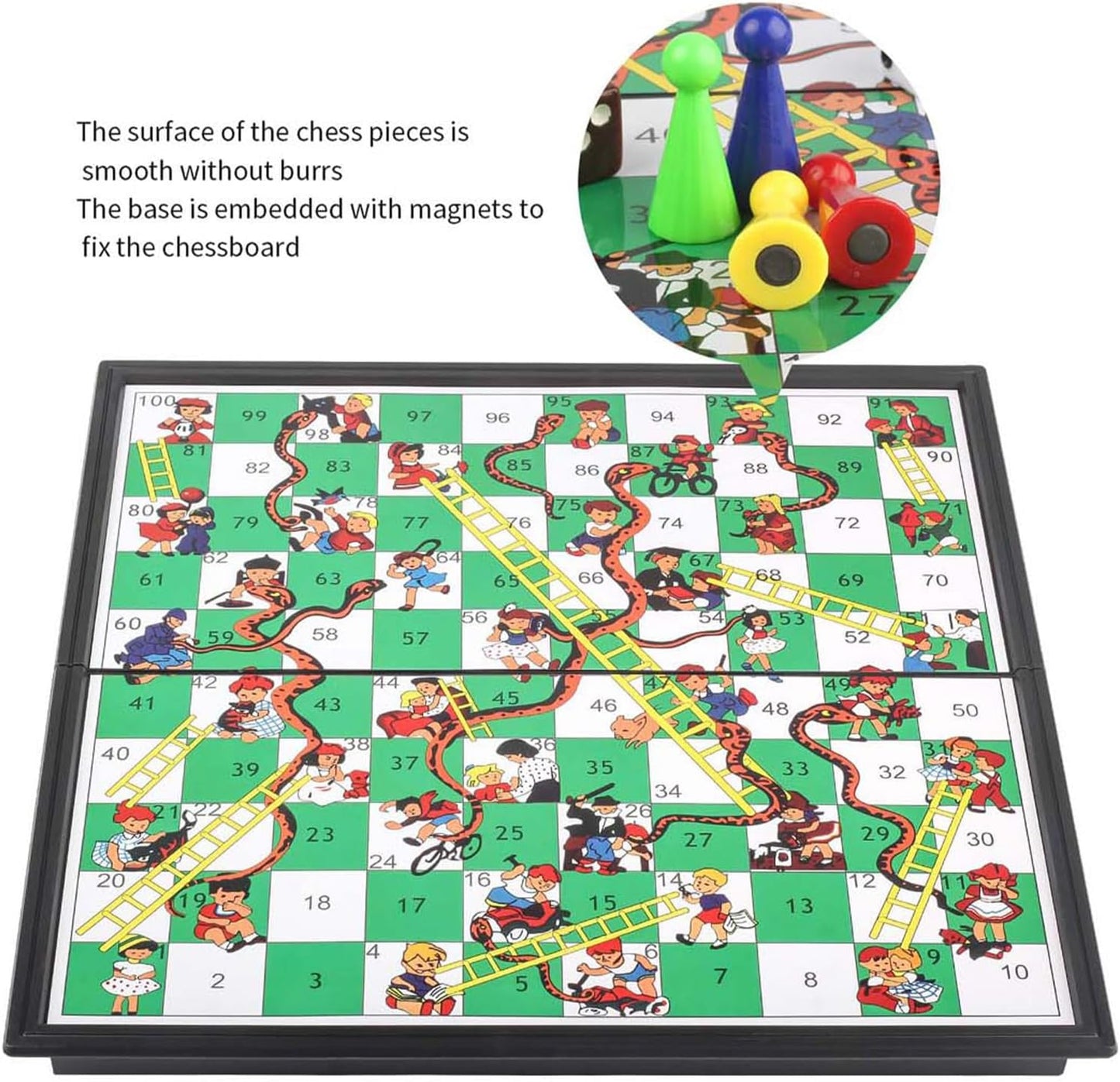 Foldable Multicoloured Small Snakes and Ladders Board Game for Kids Adults NEW