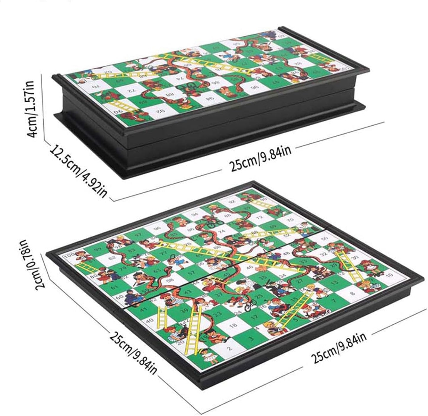 Foldable Multicoloured Small Snakes and Ladders Board Game for Kids Adults NEW