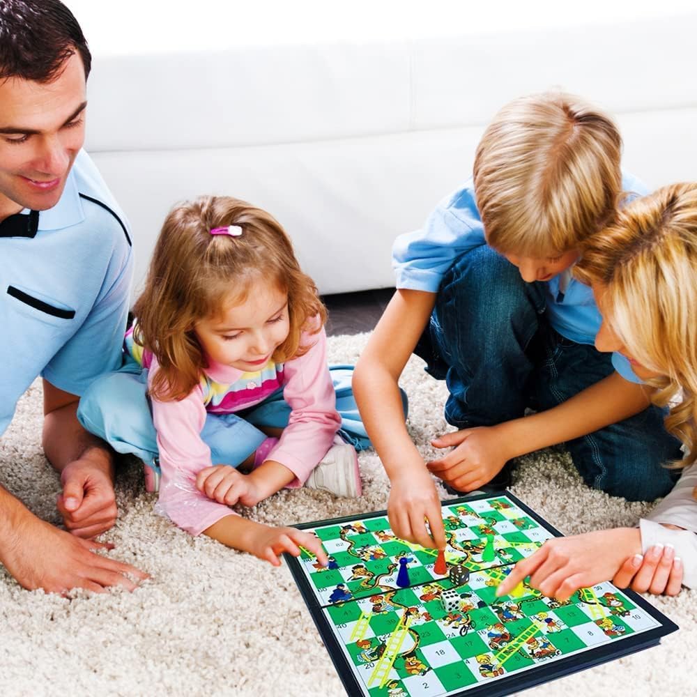 Foldable Multicoloured Small Snakes and Ladders Board Game for Kids Adults NEW