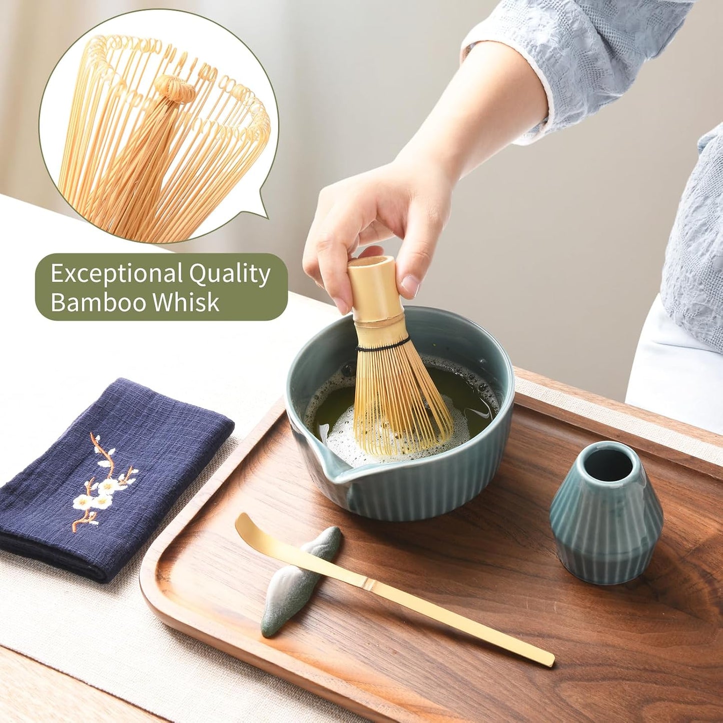 Authentic 7-Piece Matcha Tea Ceremony Starter Kit - Blue Japanese Sets NEW