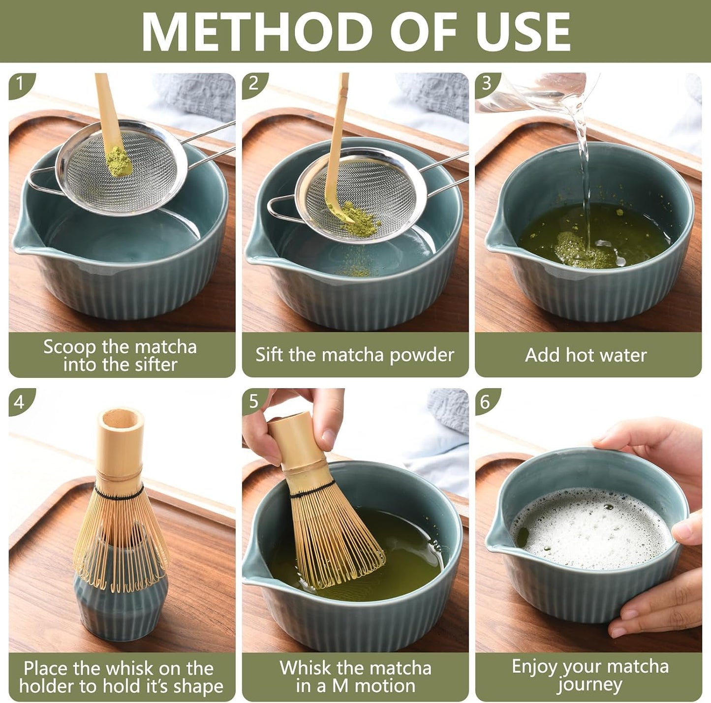Authentic 7-Piece Matcha Tea Ceremony Starter Kit - Blue Japanese Sets NEW
