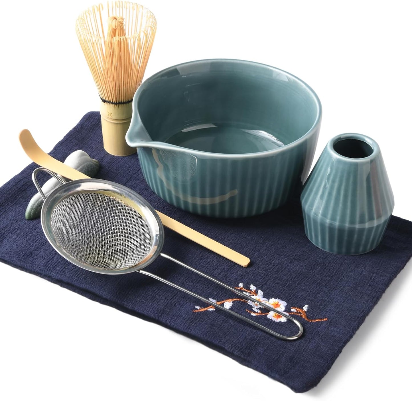 Authentic 7-Piece Matcha Tea Ceremony Starter Kit - Blue Japanese Sets NEW