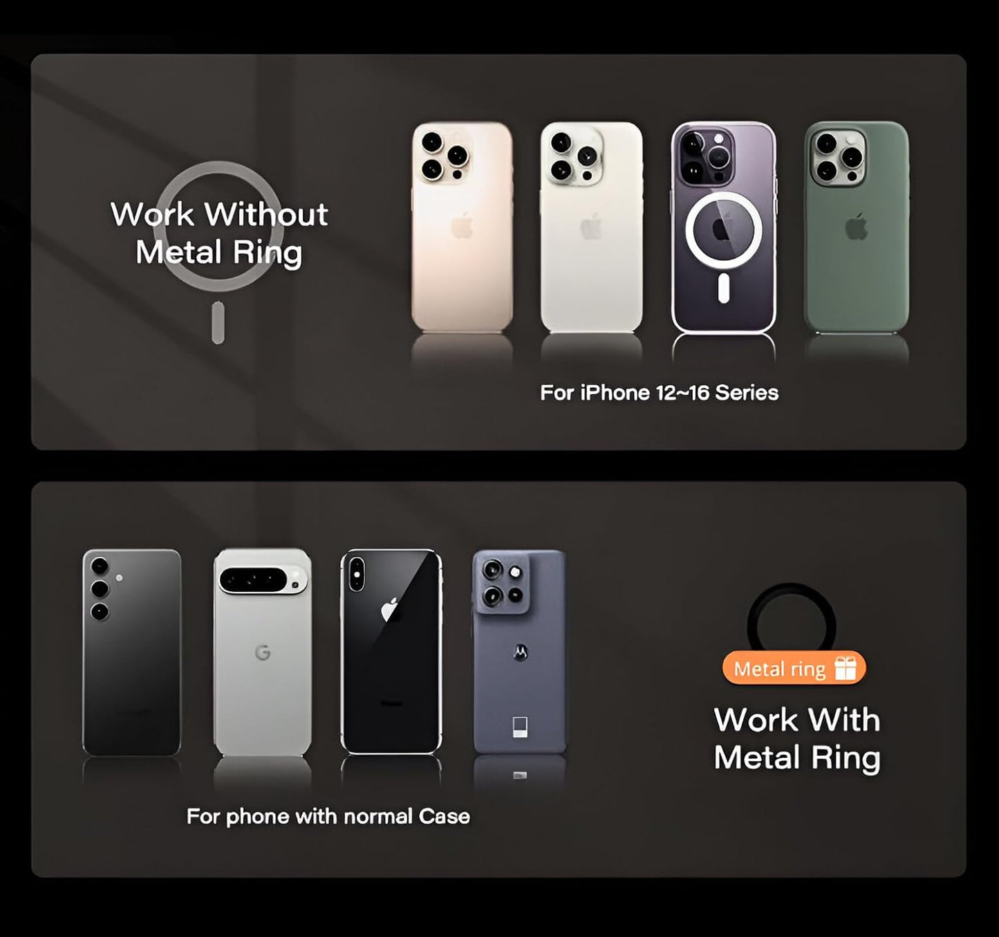 Magnetic Phone Grips Grip Holder Attaches to Metal Surfaces, Black for All NEW