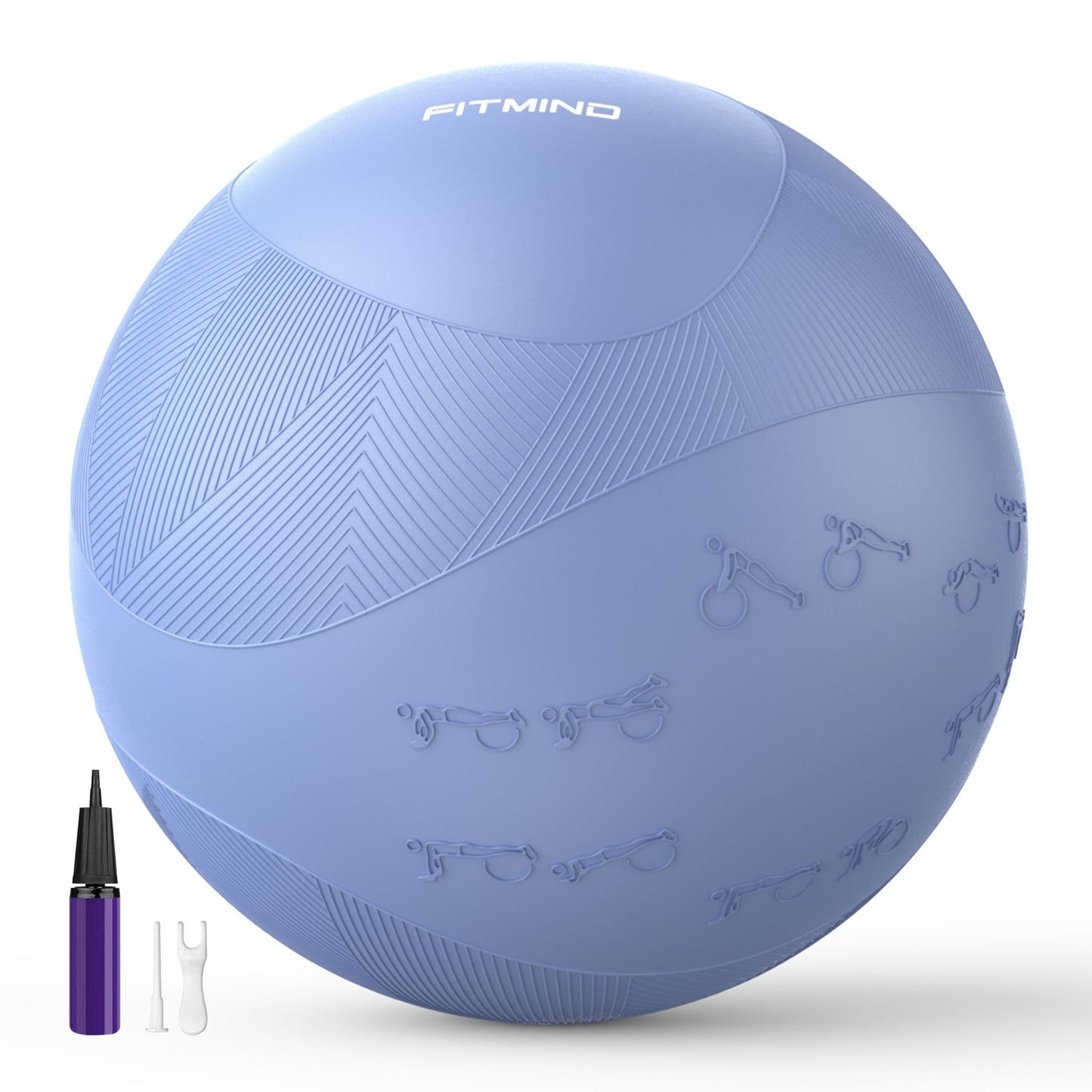 FITMIND 65cm Blue Exercise Ball for Gym Fitness Workout with Postures Size NEW
