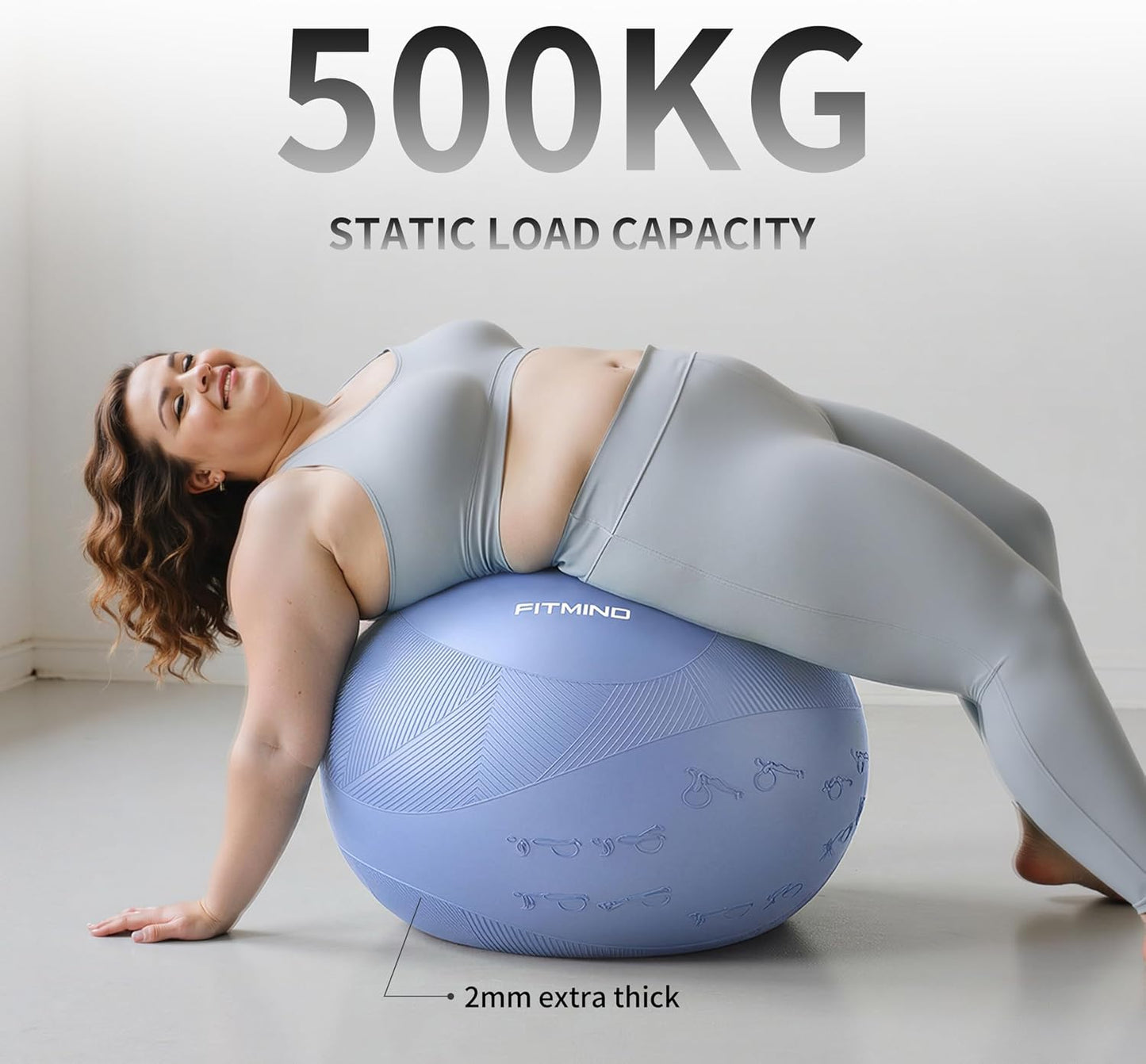 FITMIND 65cm Blue Exercise Ball for Gym Fitness Workout with Postures Size NEW